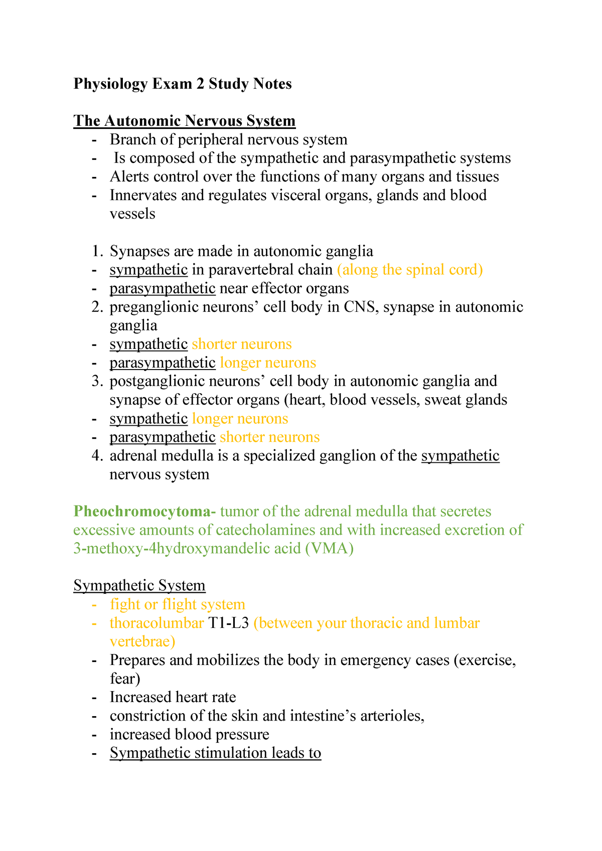 Physiology Exam 2 Study Notes - Physiology Exam 2 Study Notes The ...