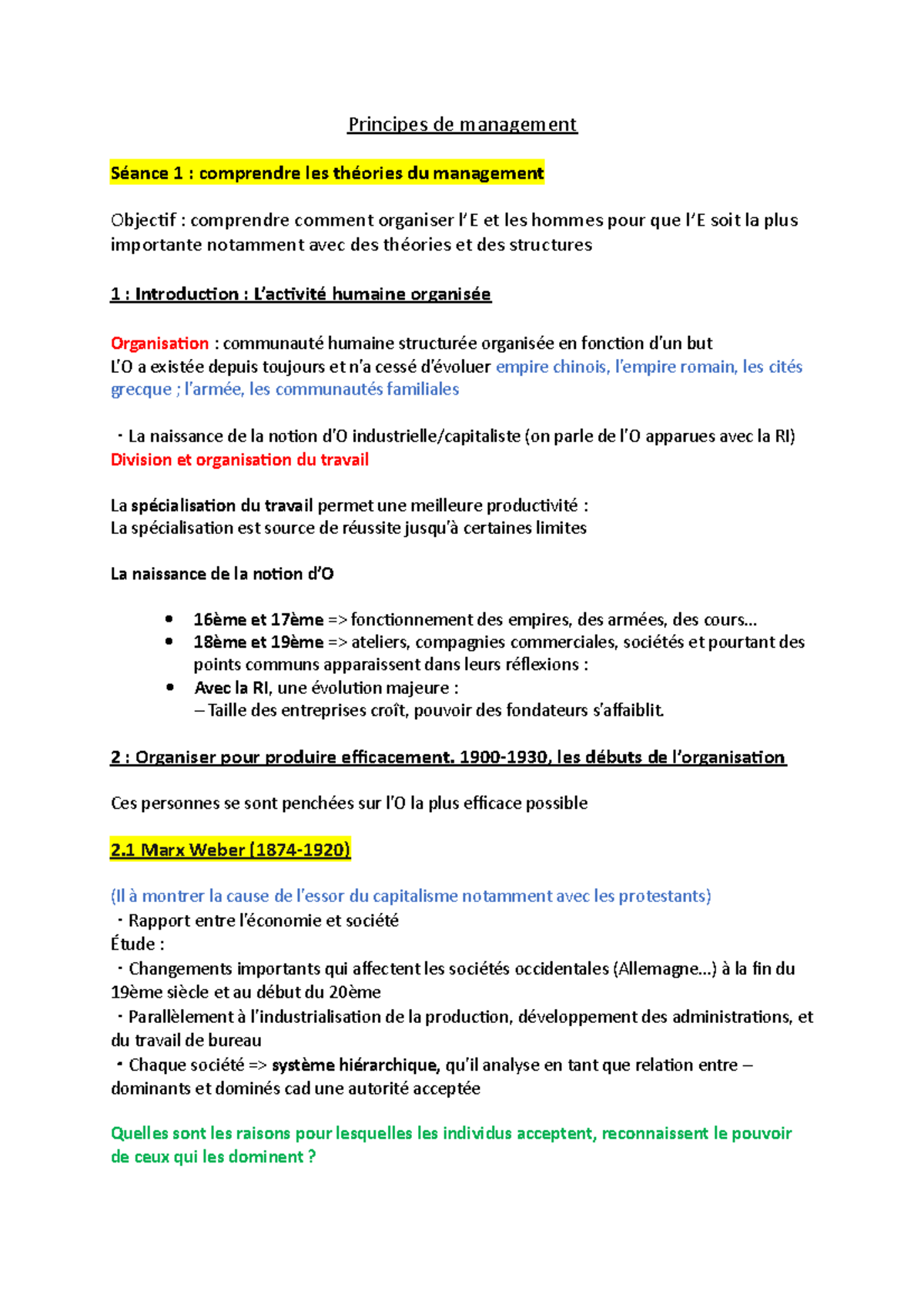 Principes de management L1 - Principes de management Séance 1 ...