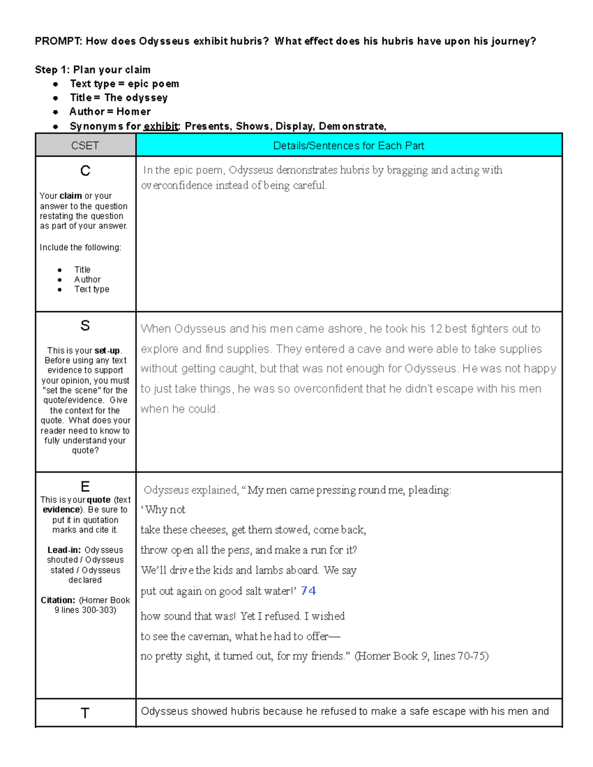 Matthew Ceban - Hubris CSET Graphic Organizer - 3474770 - PROMPT: How ...