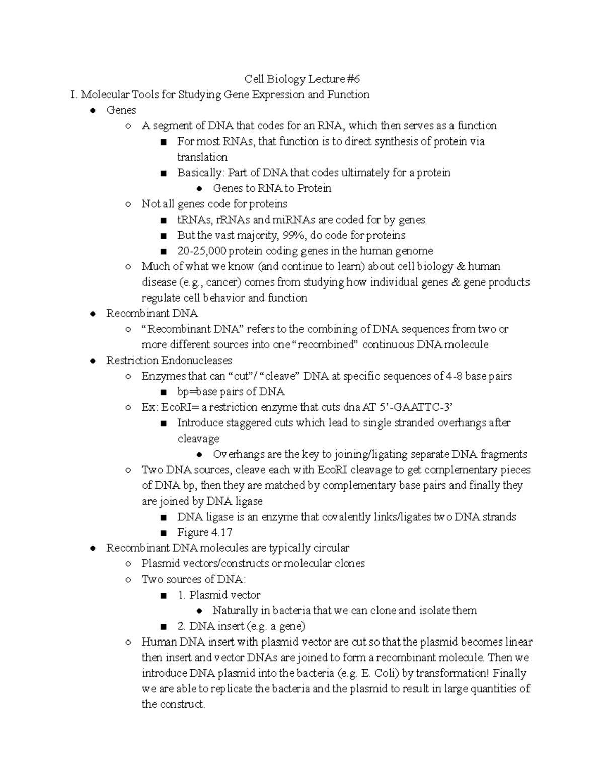 Cell Biology Lecture #6 - Molecular Tools for Studying Gene Expression ...