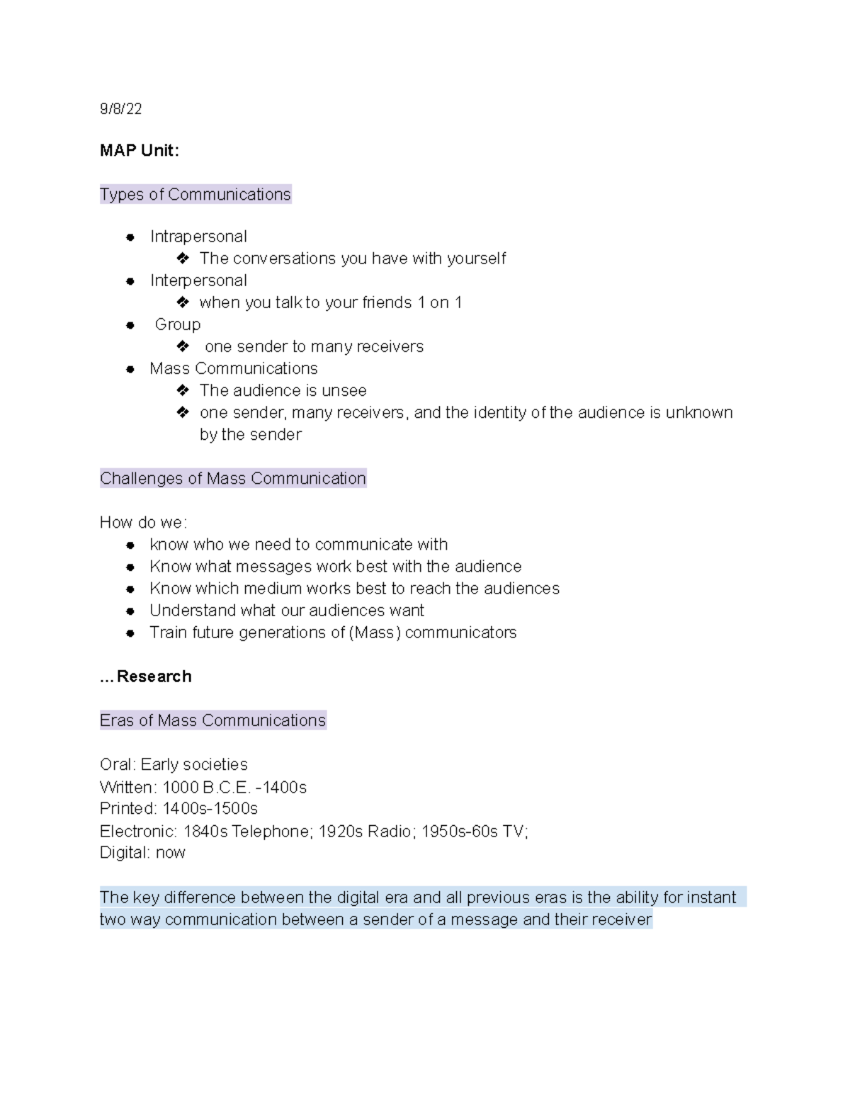 9 8 22 COM CO 101 Notes - John Hall - 9/8/ MAP Unit: Types of ...