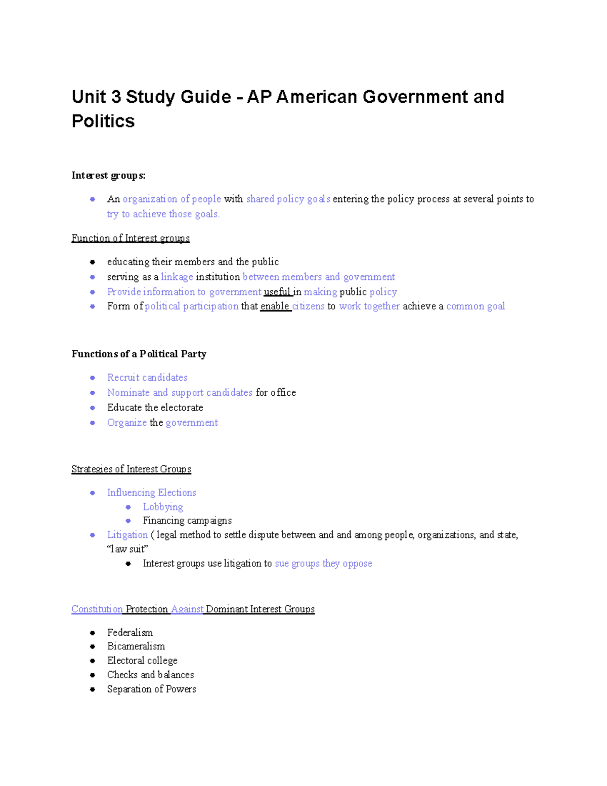 Ap Gov Unit 3 Review - coqnimk