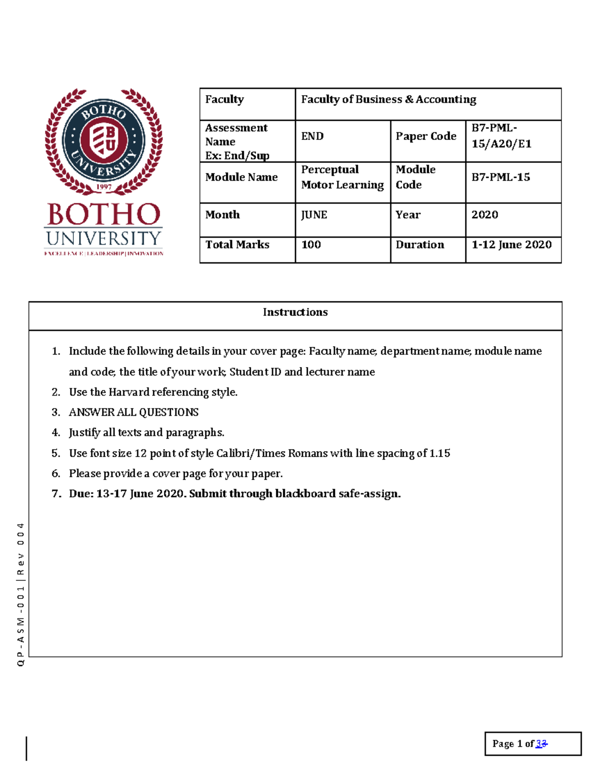 Percep~1 - lecture work - Q P - A S M - 0 0 1 | R e v 0 0 4 Page 1 of ...
