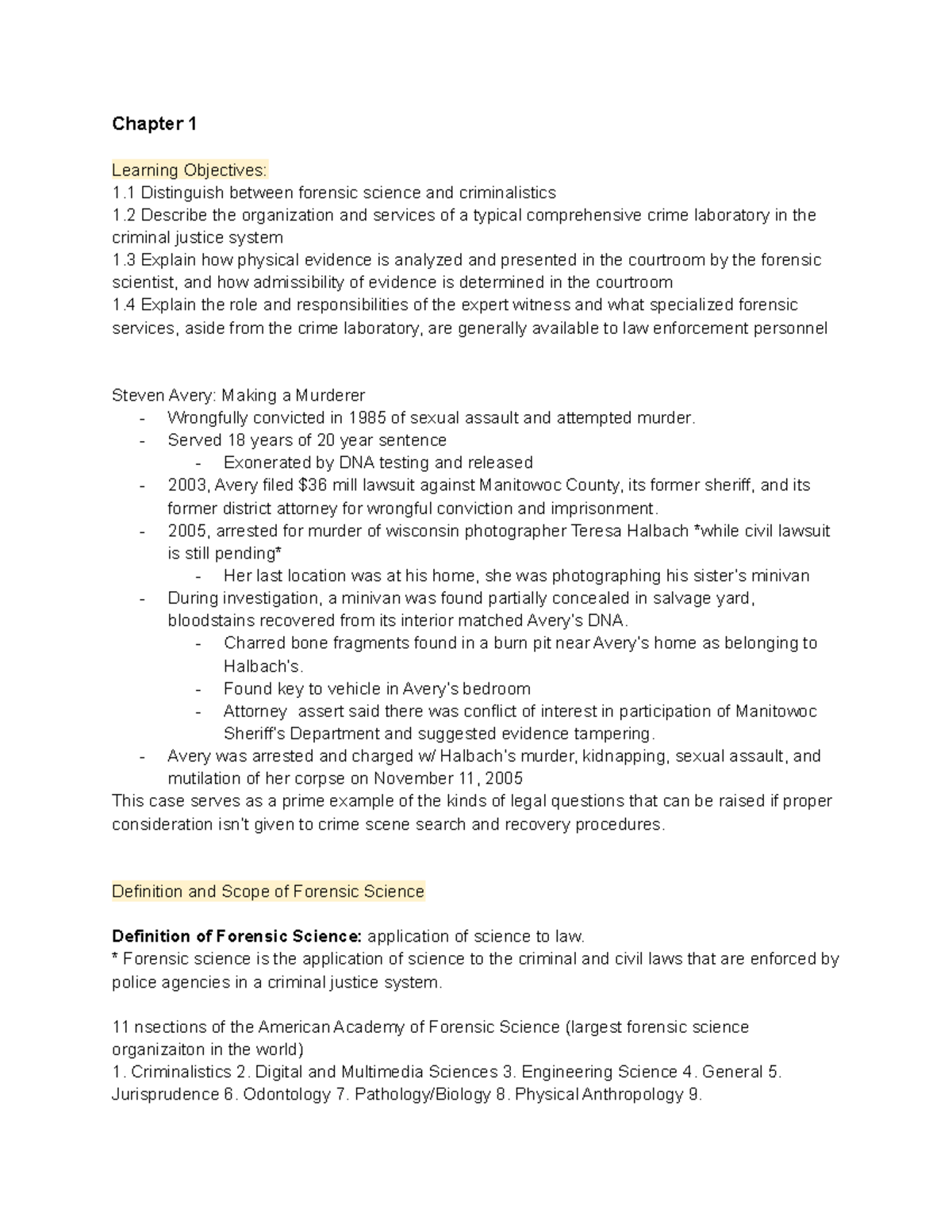 Frsc Midterm 1 Study Guide - Chapter 1 Learning Objectives: 1 ...