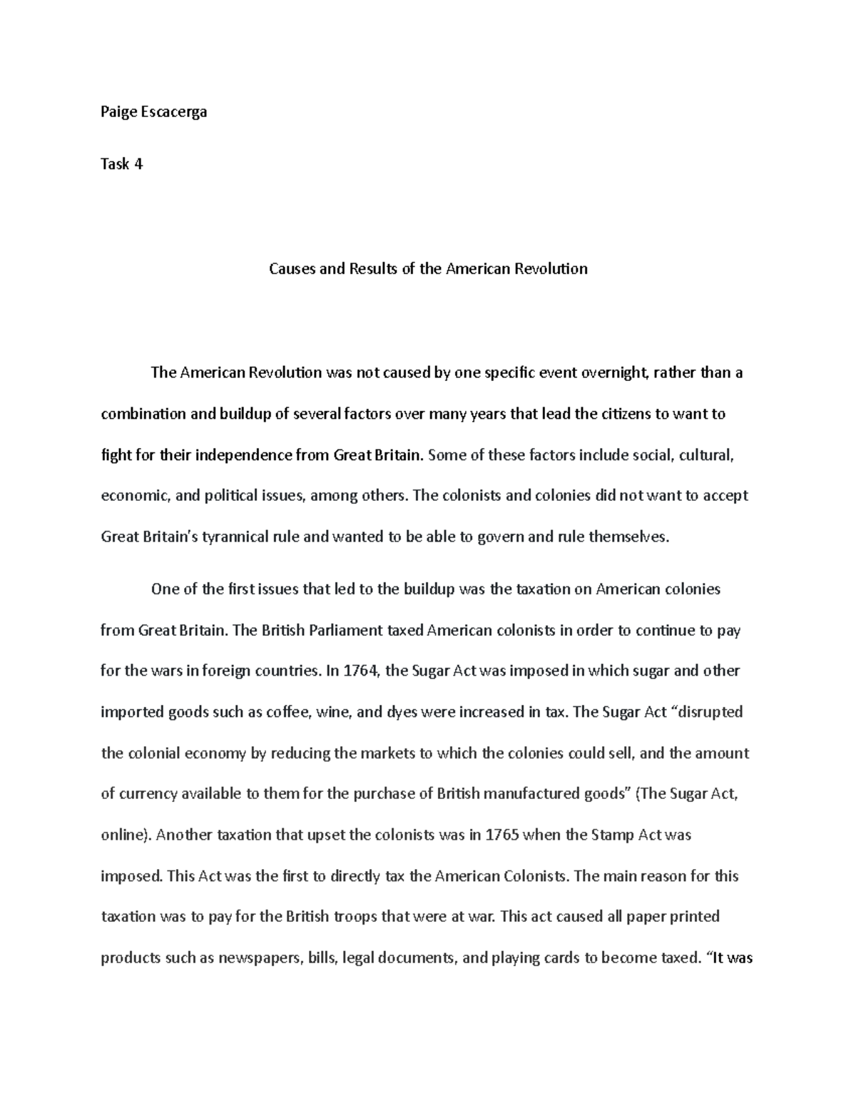 Task4revised Task 4 Paige Escacerga Task 4 Causes And Results Of 