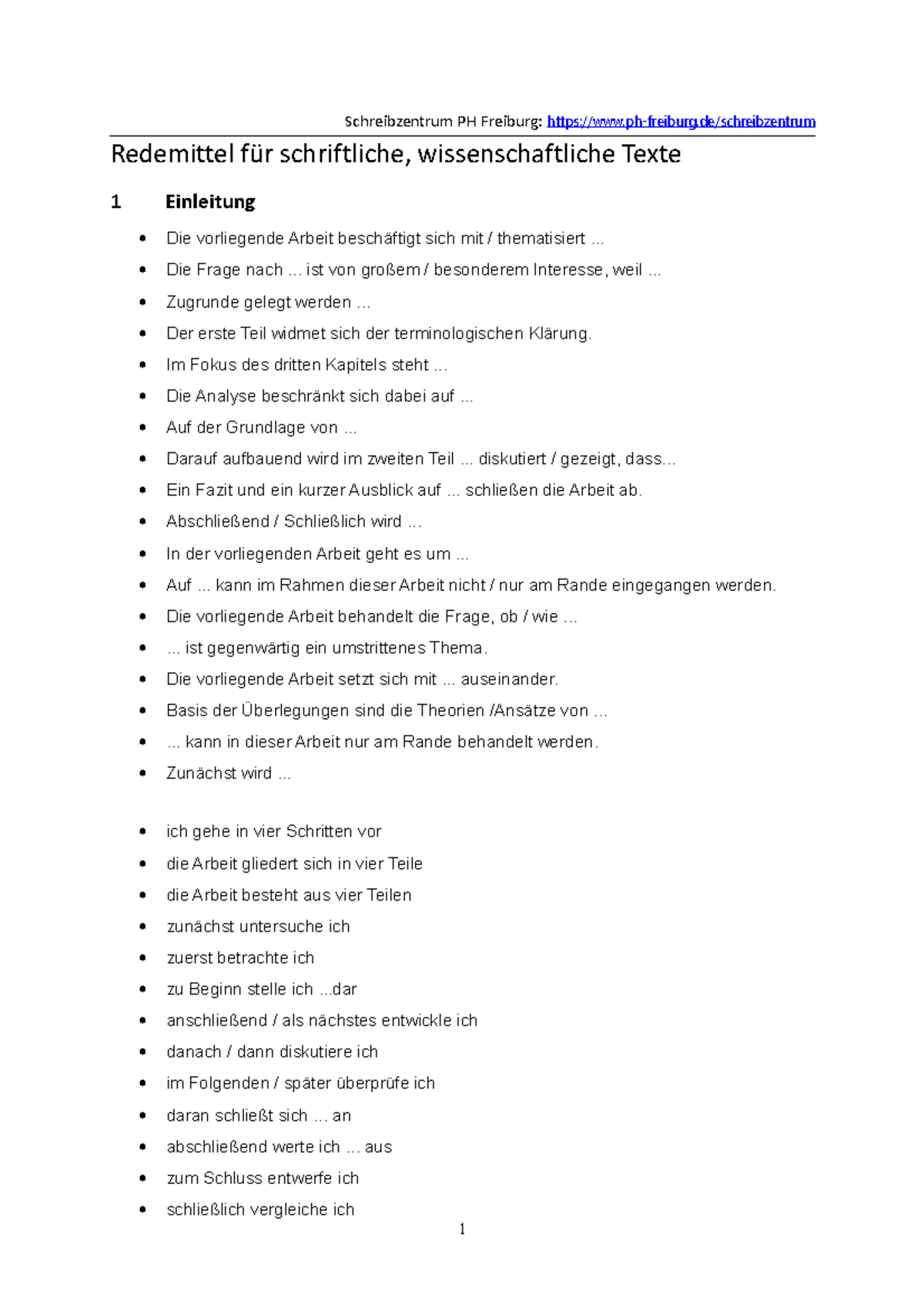 Redemittel Für Schriftliche Wissenschaftliche Texte 2-2018 - Redemittel ...