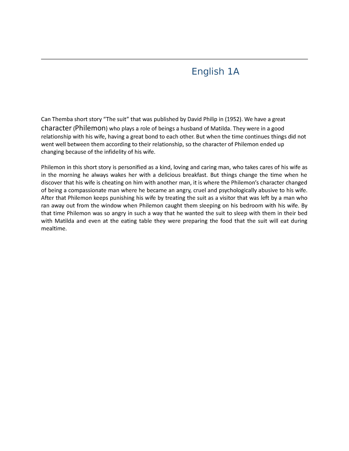 English Introduction And 1 Paragraph - Copy - ENGL1001 - Wits ...