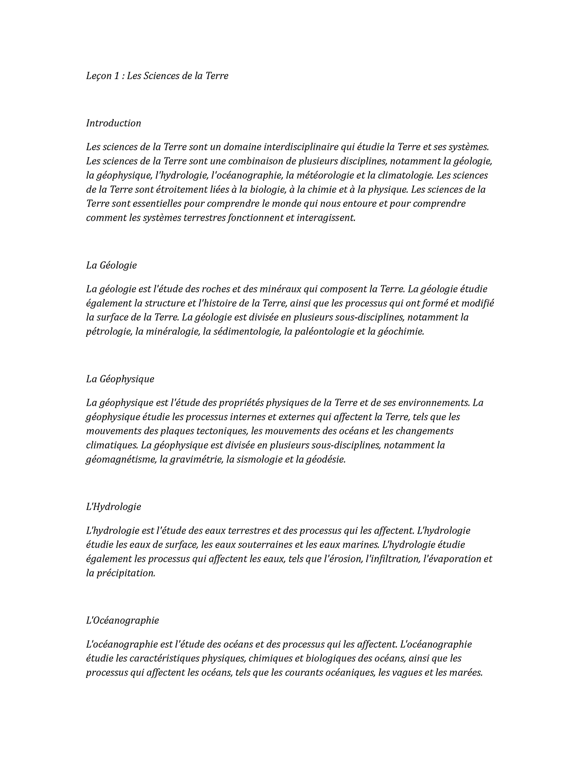 Earth Science - Leçon 1 : Les Sciences De La Terre Introduction Les ...