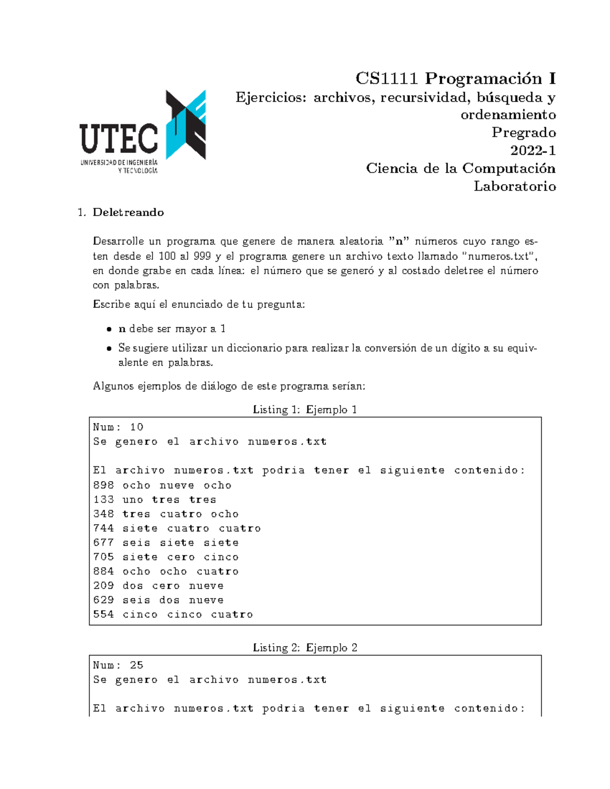 Copia De 2022 1 Prog 1 Ejercicios Archivos Recursividad B Squeda Y ...