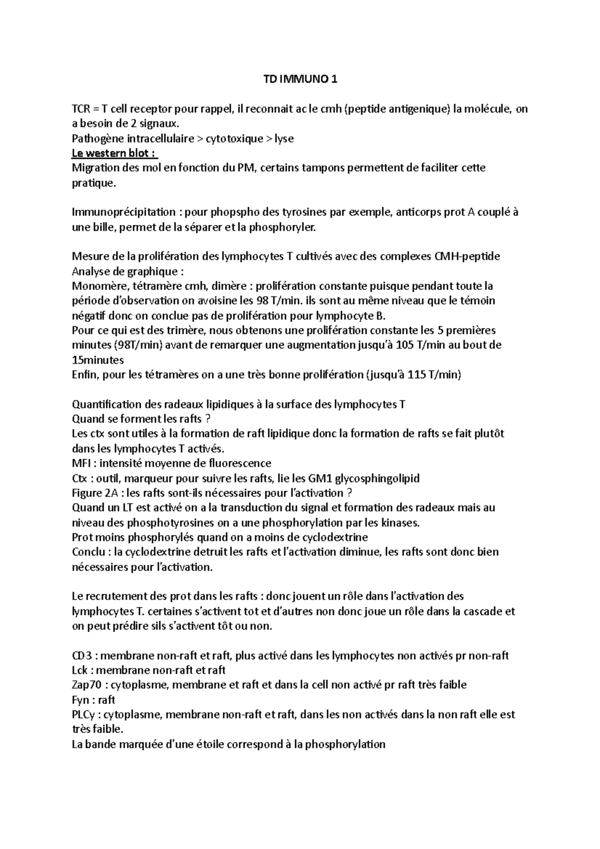 TD Immunologie 1 L2 semestre 1 2021 - TD IMMUNO 1 TCR = T cell receptor ...