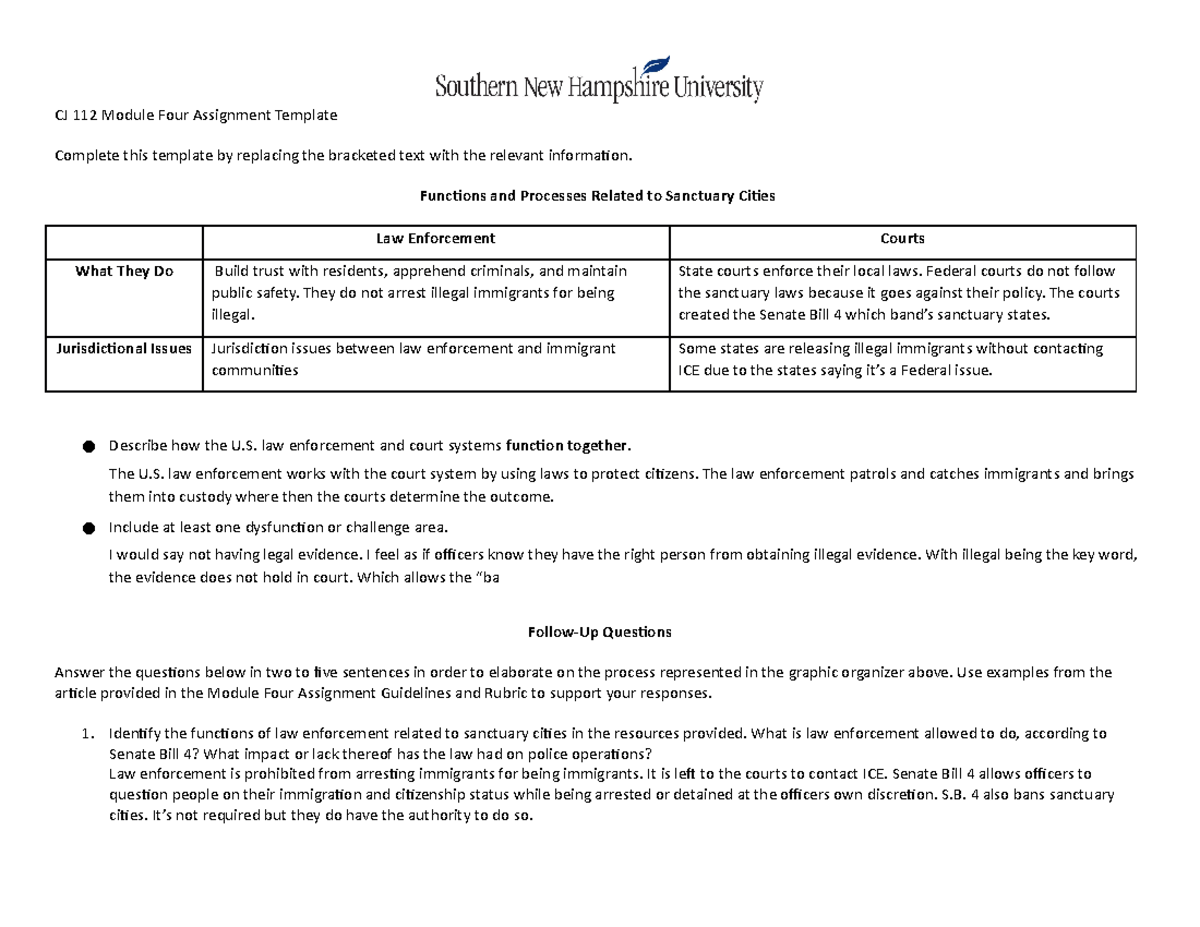 CJ112 module 4 - CJ 112 Module Four Assignment Template Complete this ...