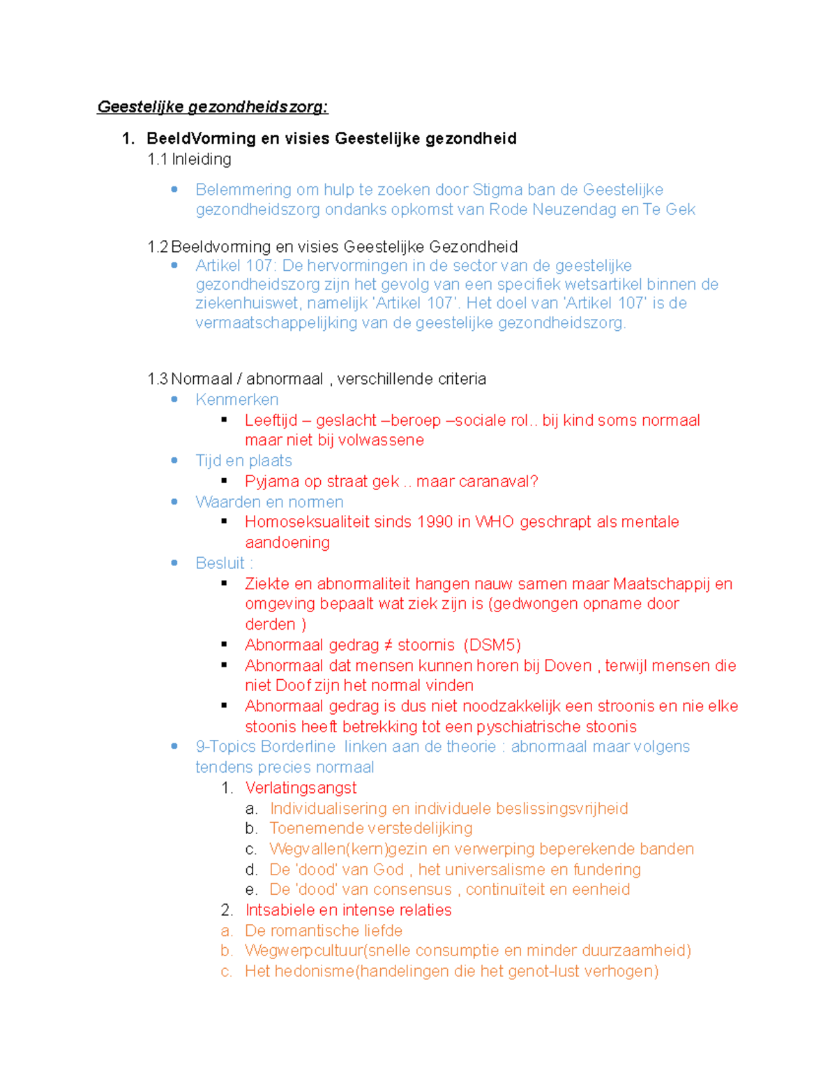 Samenvatting Geestelijke Gezondheidszorg - Geestelijke Gezondheidszorg ...