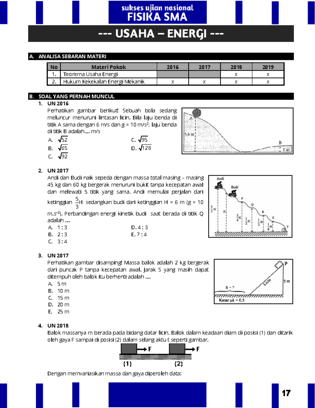 Kumpulan Soal UN Materi Usaha Energi - USAHA – ENERGI - A. ANALISA ...