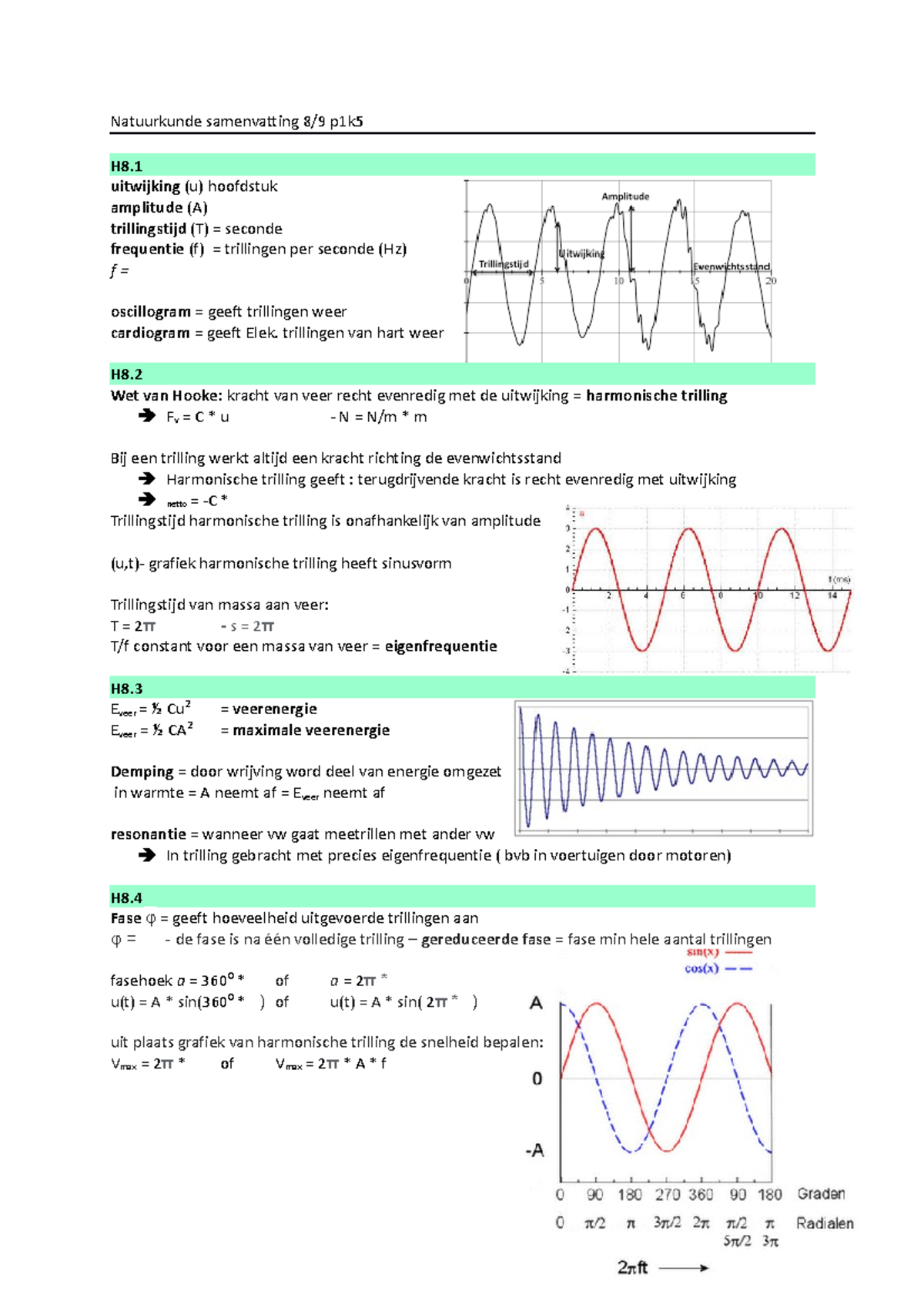 Natuurkunde Samenvatting H8-9 - Natuurkunde Samenvatting 8/9 P1k H8 ...