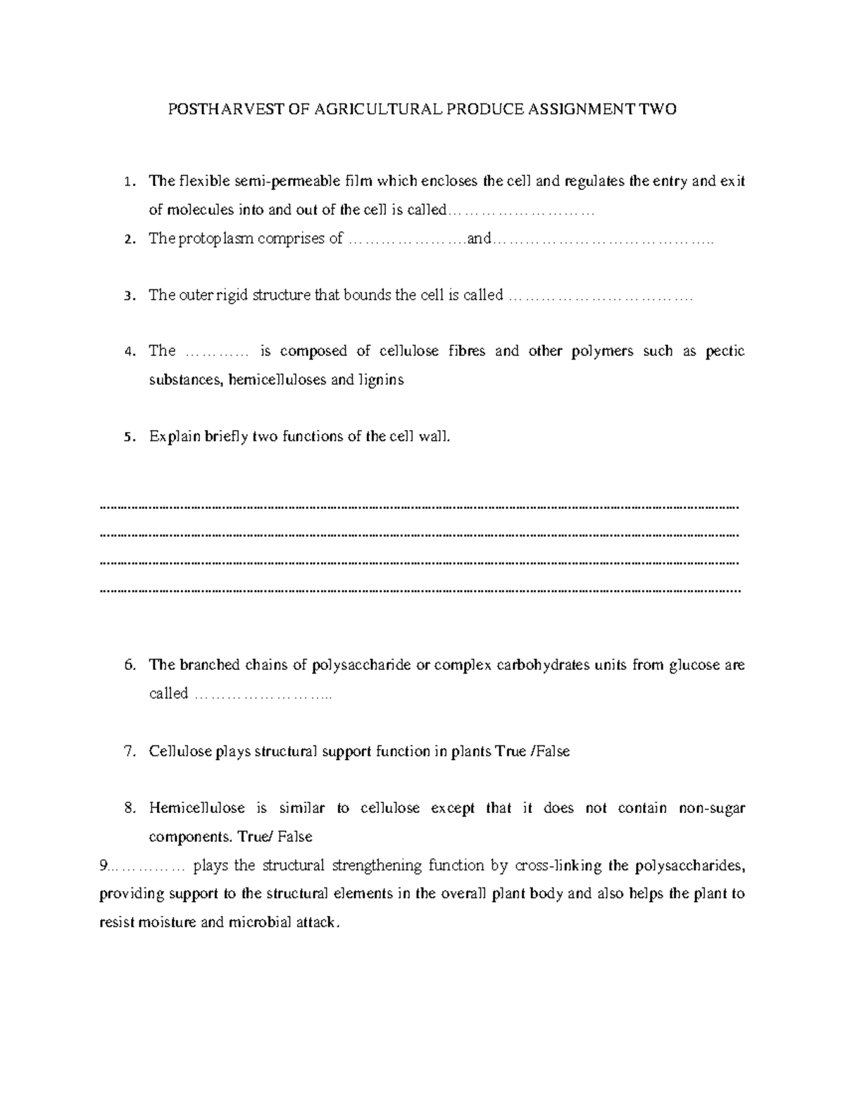 Assignment - Post Harvest Handling Of Agricultural Produce ...