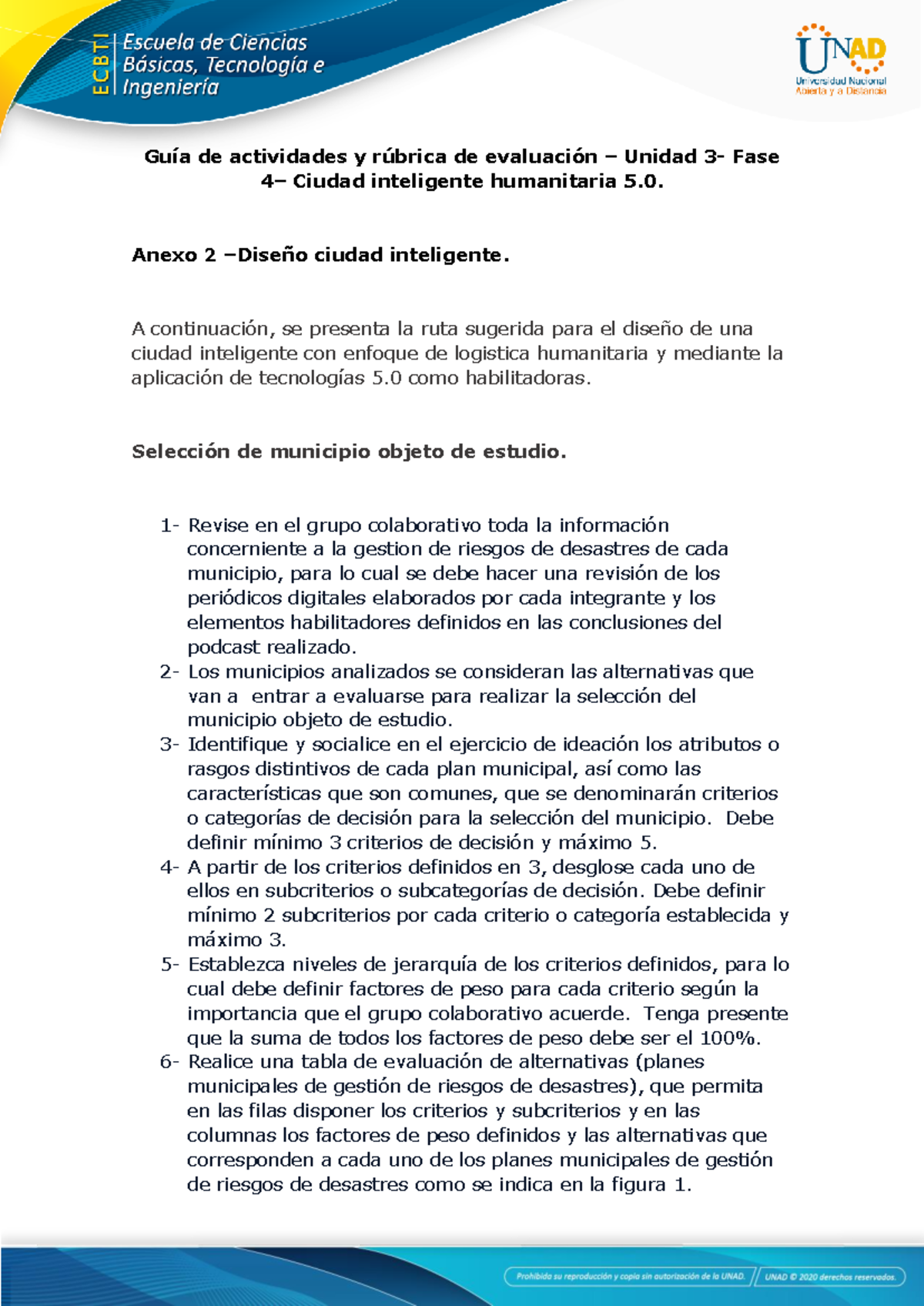 Anexo Dise O Ciudad Inteligente Gu A De Actividades Y R Brica De Evaluaci N Unidad