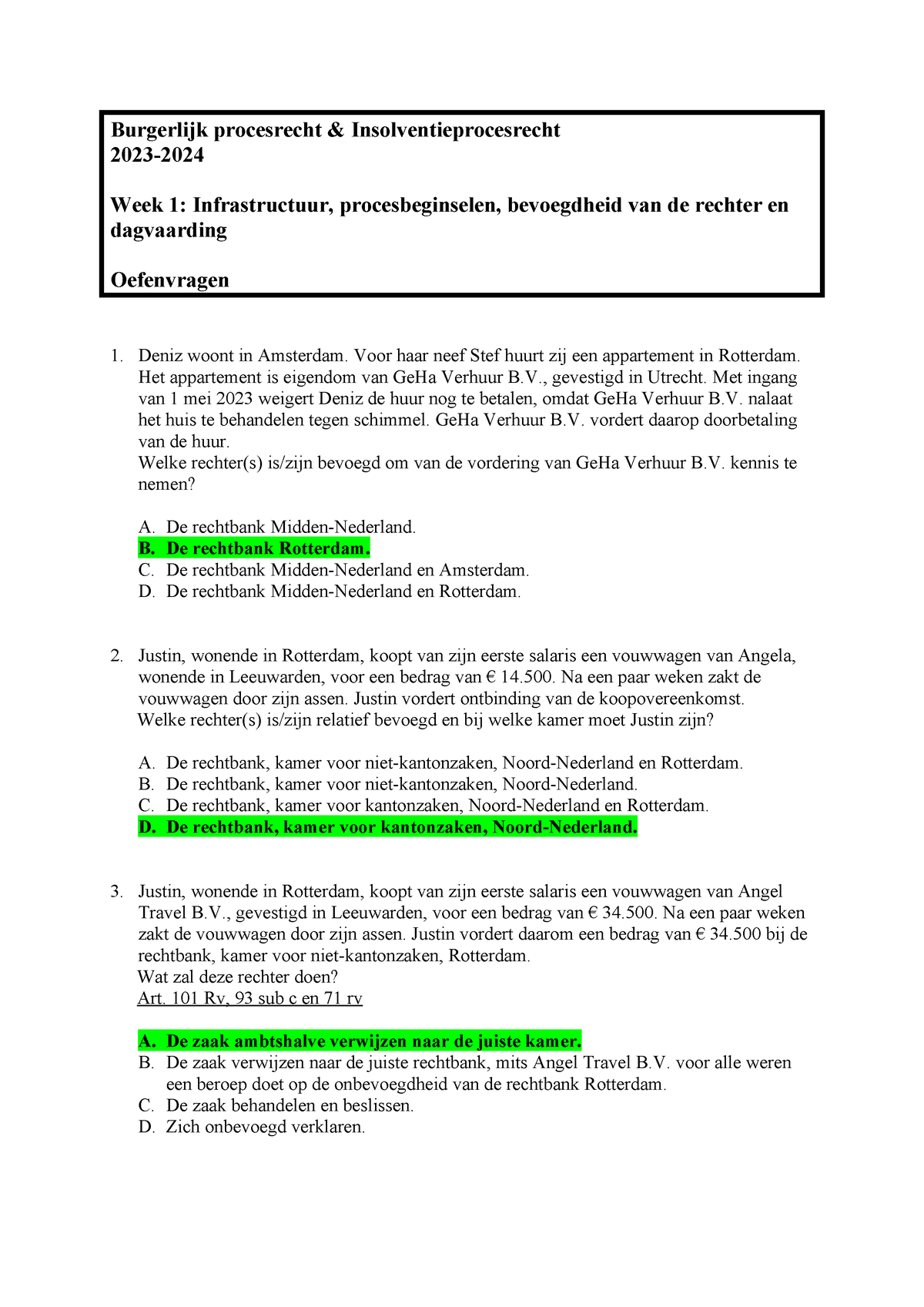 Oefenvragen Week 1 BPRI 2023-2024 - Burgerlijk Procesrecht ...