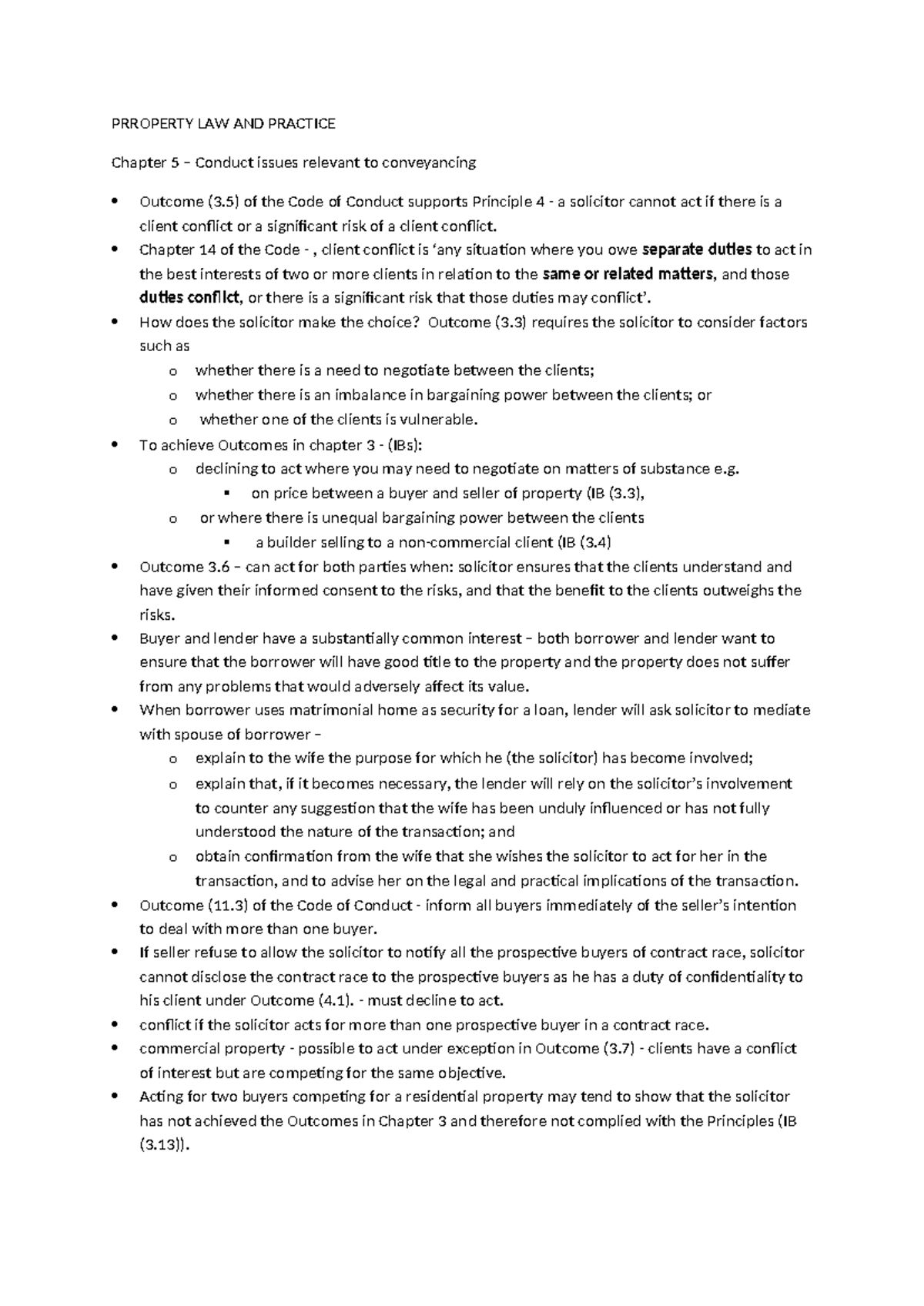 Chapter 5 - PLP Revision notes - PRROPERTY LAW AND PRACTICE Chapter 5 ...