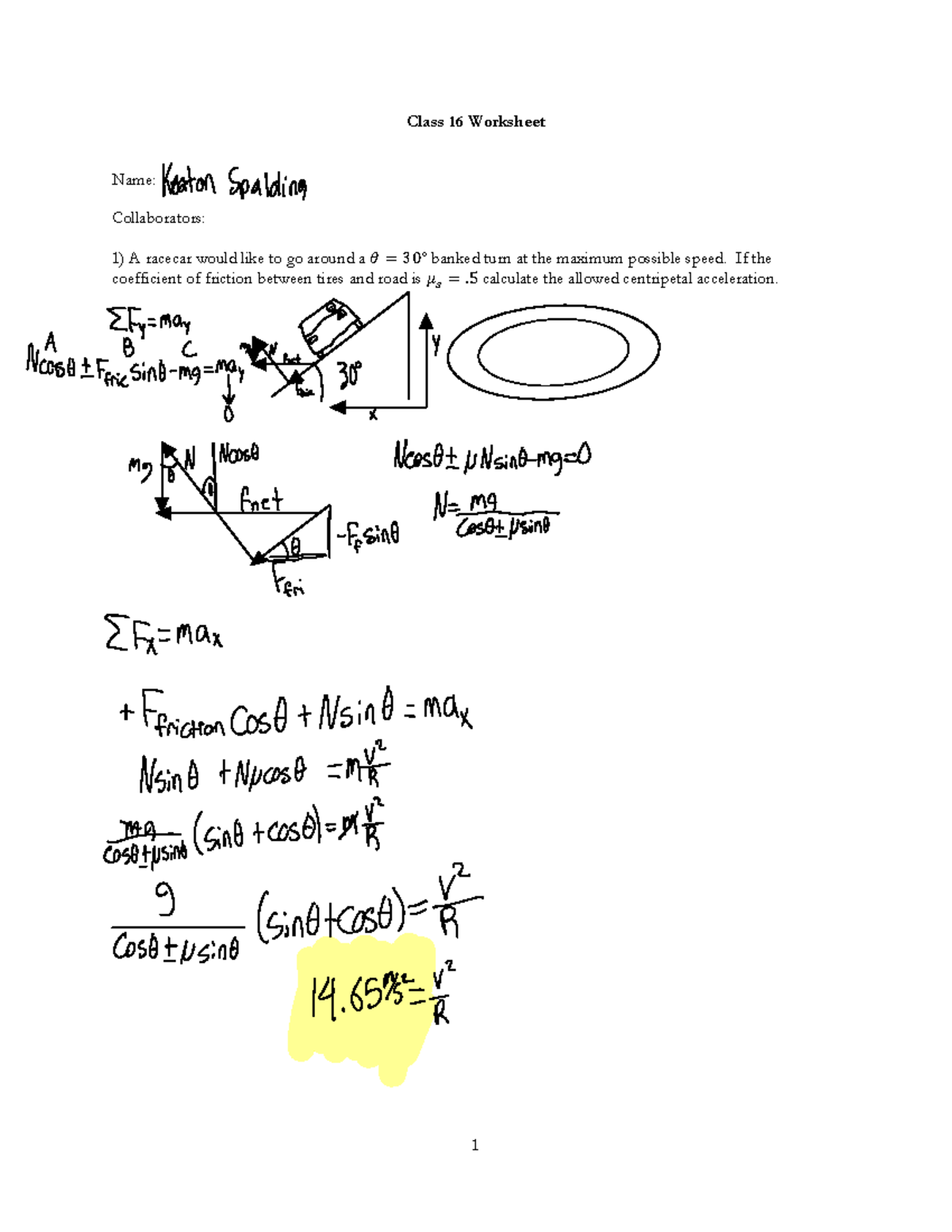 Class+16+Worksheet - Lecture notes - 1 Class 16 Worksheet Name ...