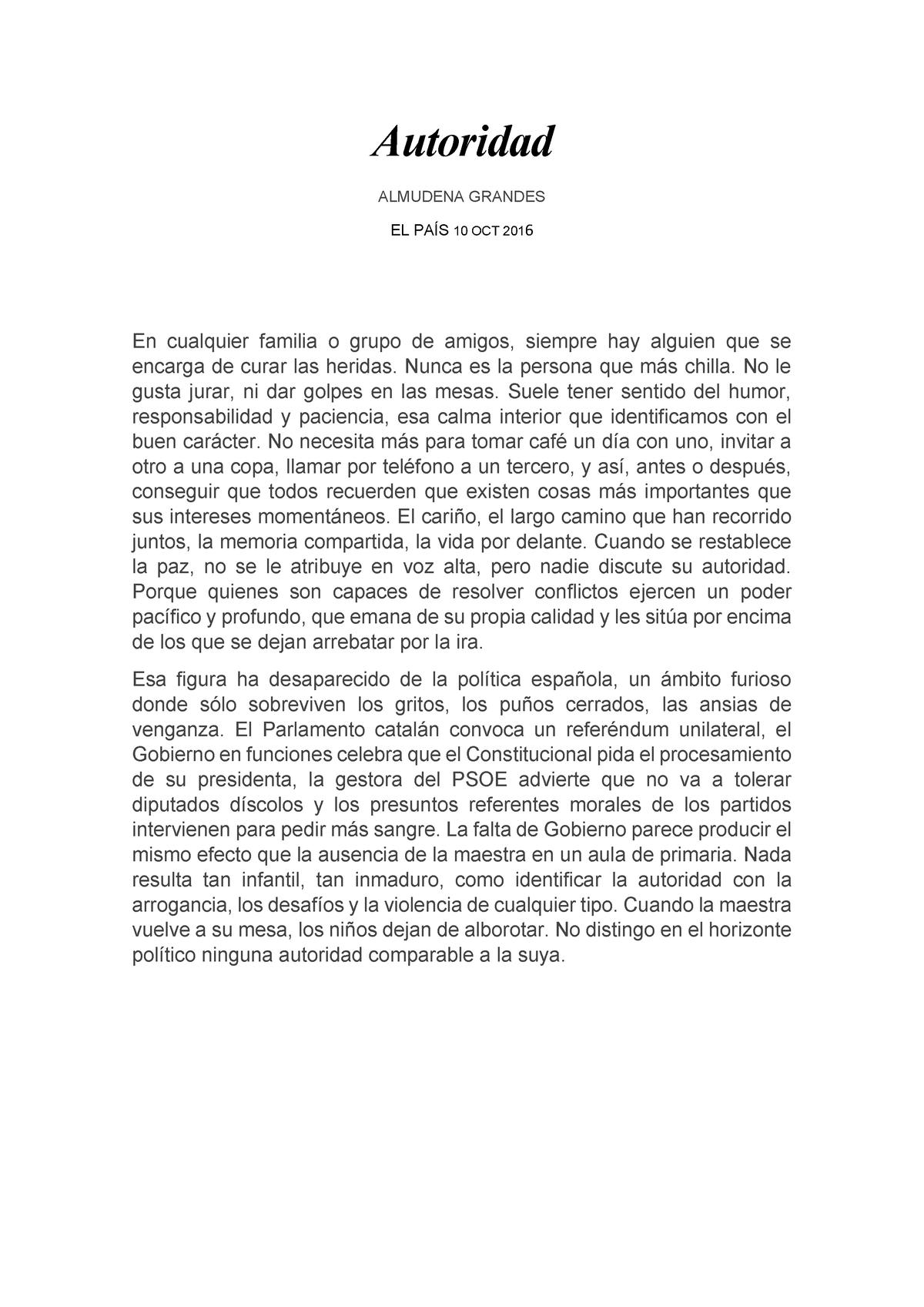 10-Autoridad - autoridad - Autoridad ALMUDENA GRANDES EL PAÍS 10 OCT ...