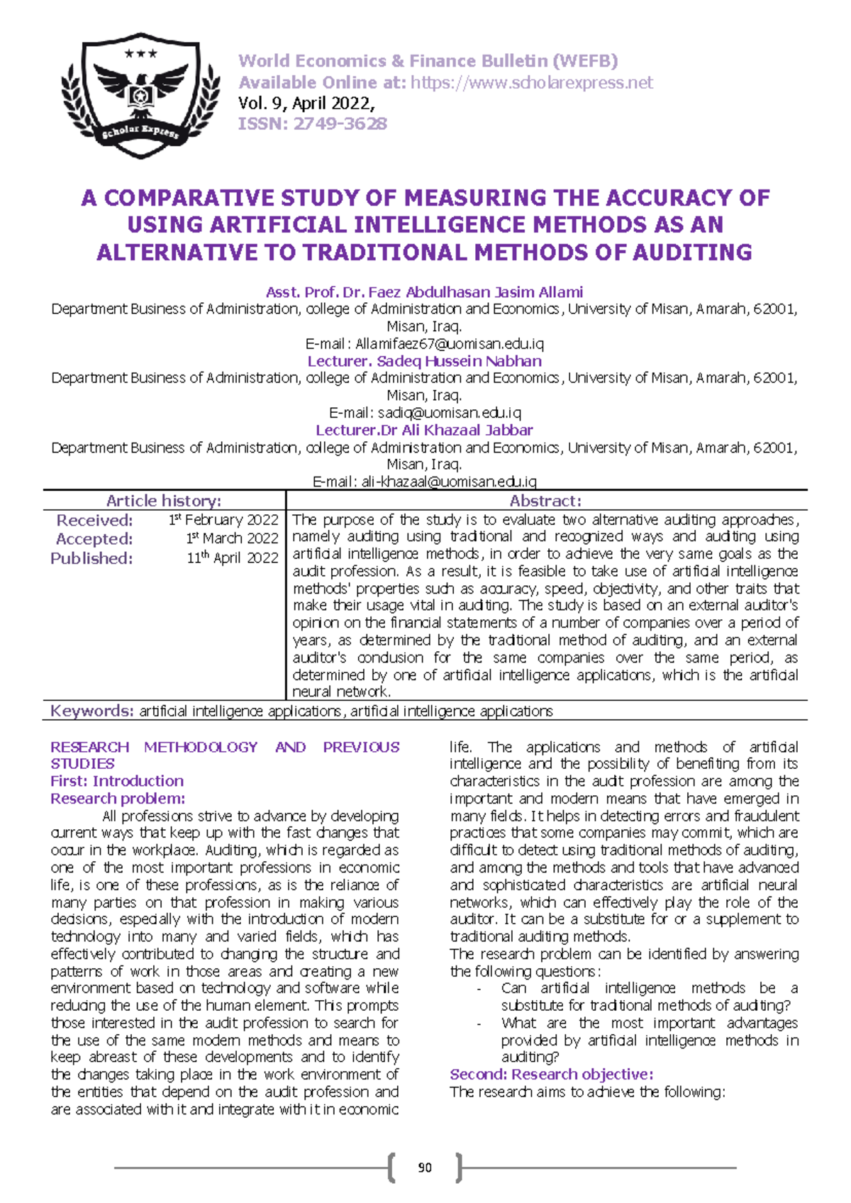 A Comparative Study of Measuring the Accuracy of Using Artificial ...