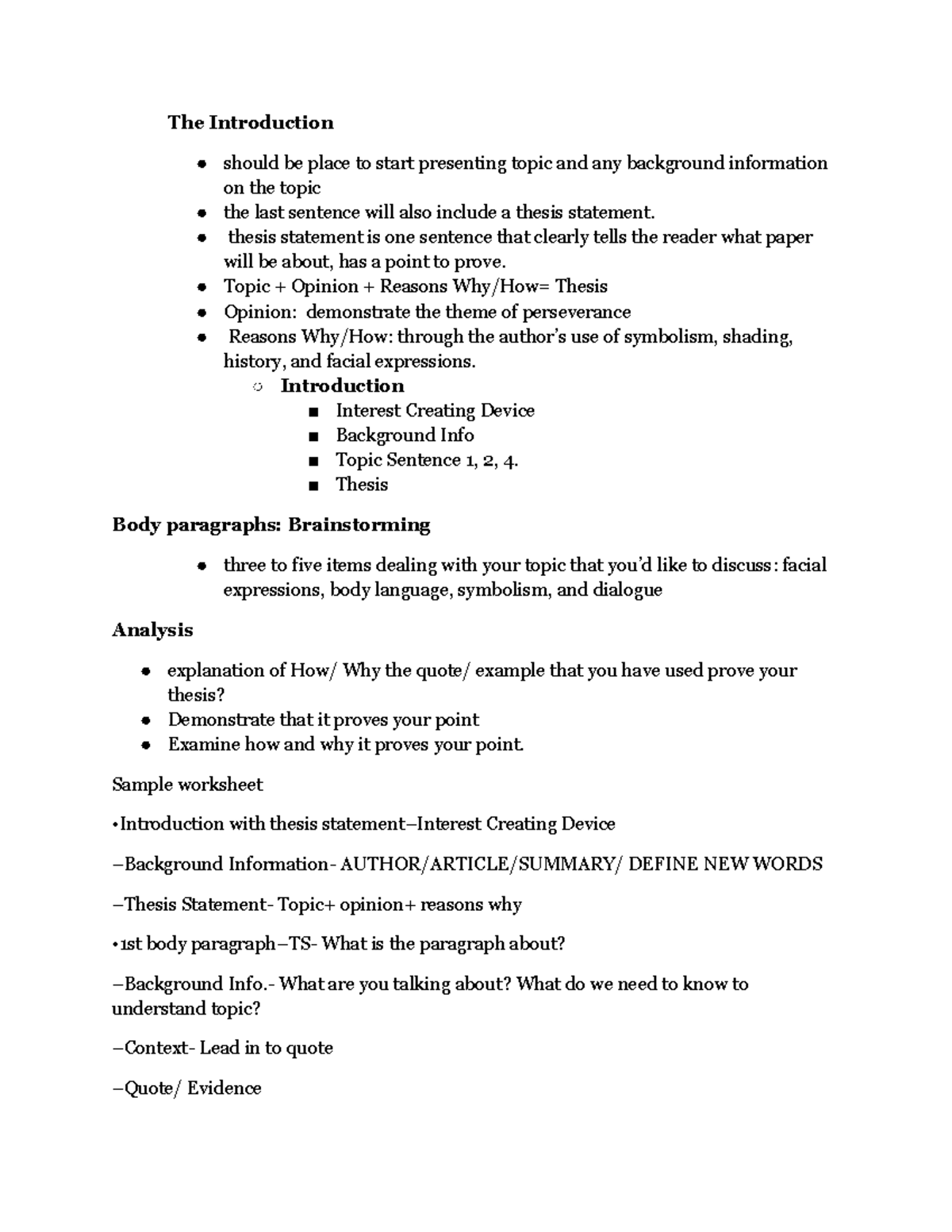 Second Essay Writing- Notes - The Introduction should be place to start ...