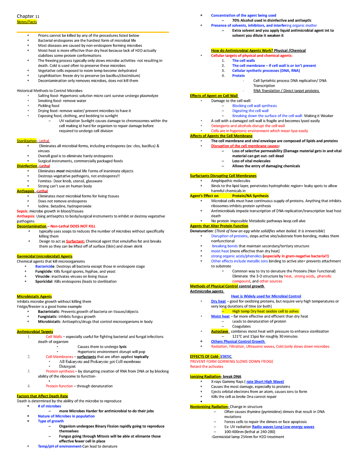 Chapter 14 - chap 11 - Chapter 11 Notes/Facts Prions cannot be killed ...