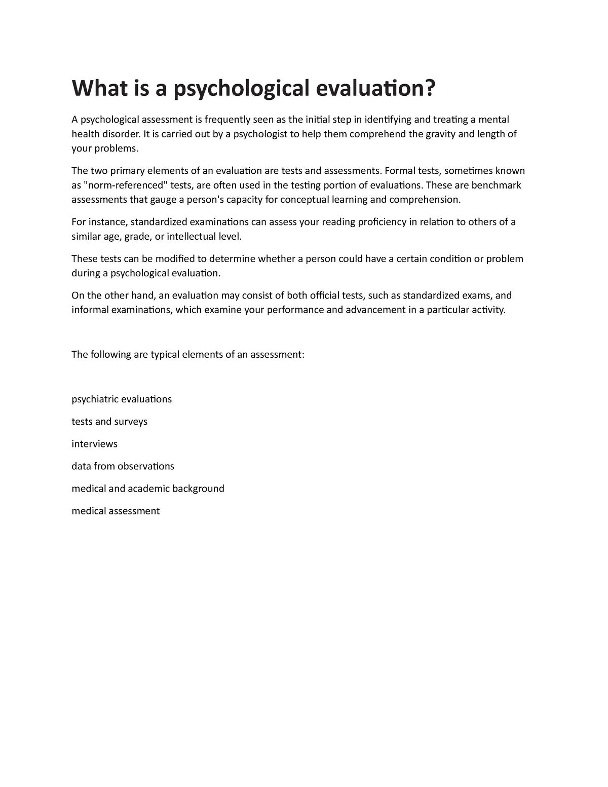 what-is-a-psychological-evaluation-it-is-carried-out-by-a