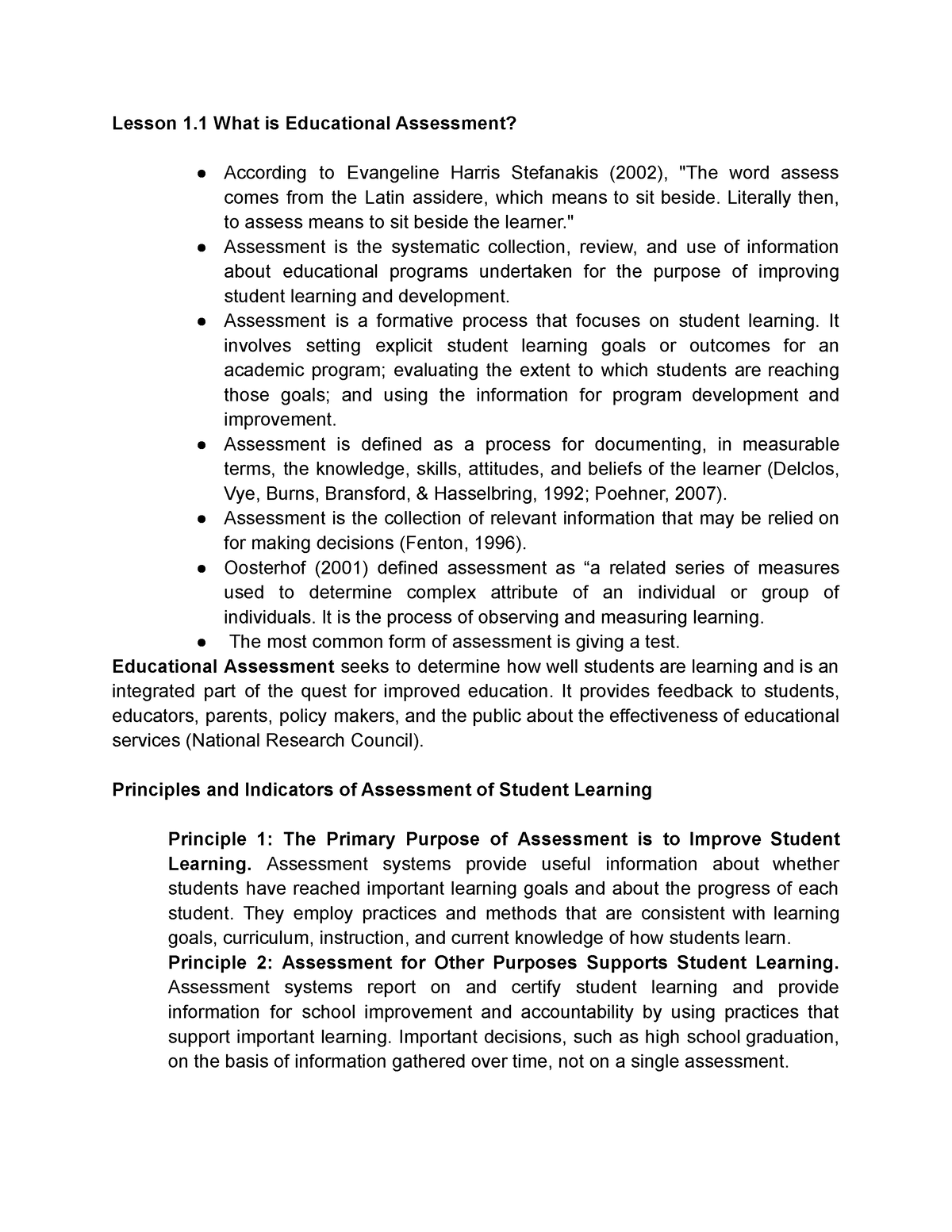 Assessment In Learning 1 Lesson 1 Lesson 1 What Is Educational 