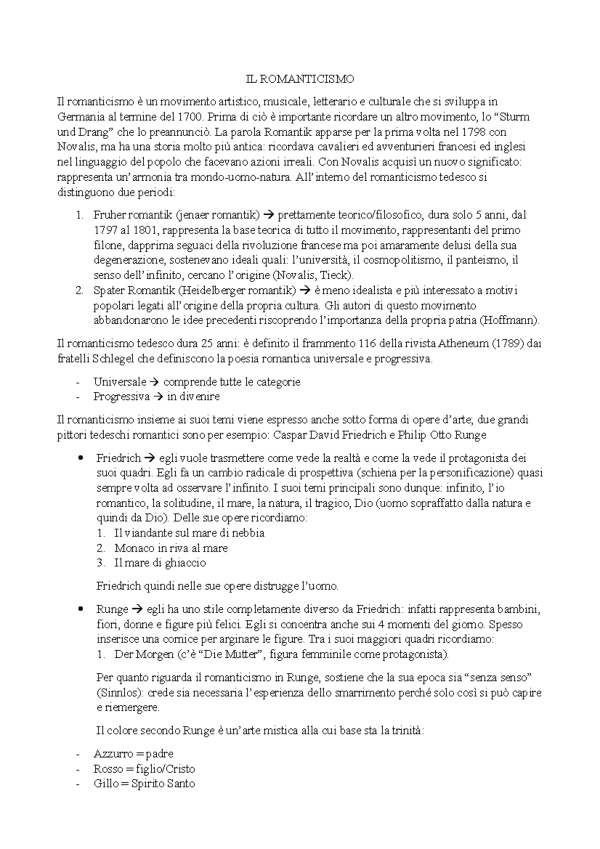 Romanticismo Riassunto corrente letteraria IL ROMANTICISMO Il