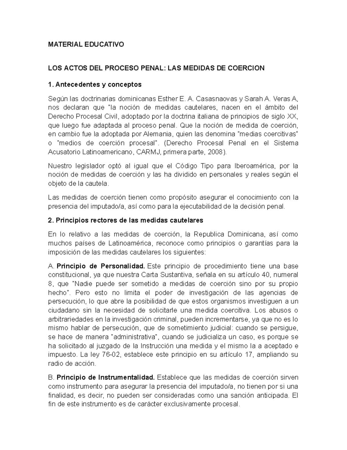 LAS Medidas DE Coercion. Material Educativo (1) (3) Derecho Penal II