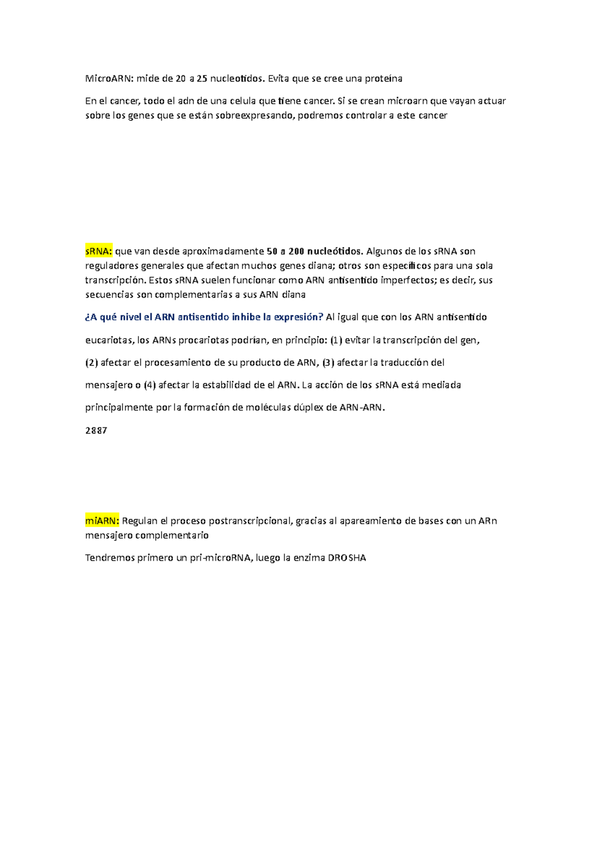 Micro ARN BIOLOGIA MOLECULAR RESUMEN - MicroARN: mide de 20 a 25 ...