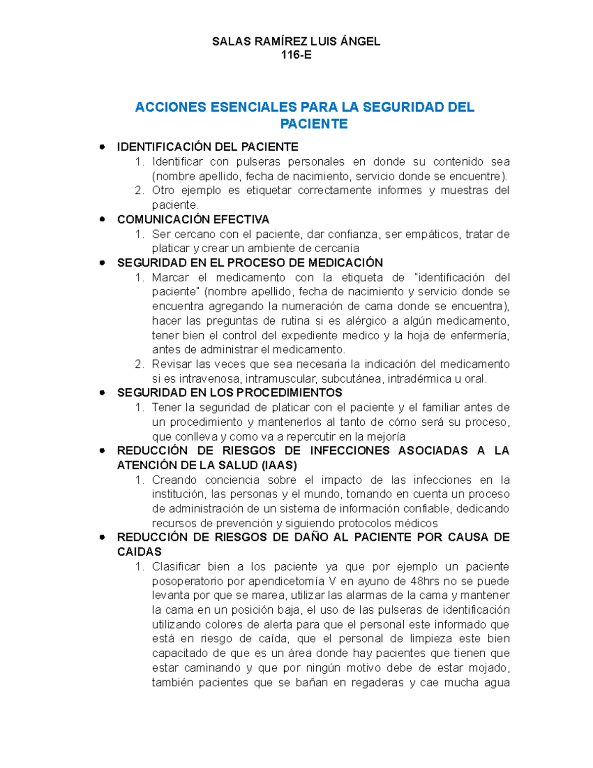 Acciones Esenciales PARA LA Seguridad DEL Paciente - 116-E ACCIONES ...