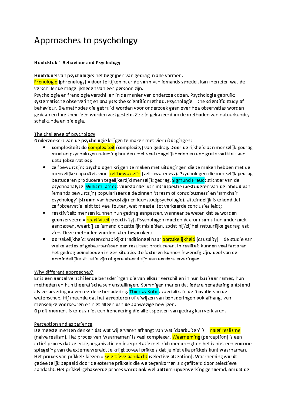 Samenvatting Approaches To Psychology Glassman Hoofdstukken 2 Tot 4 ...