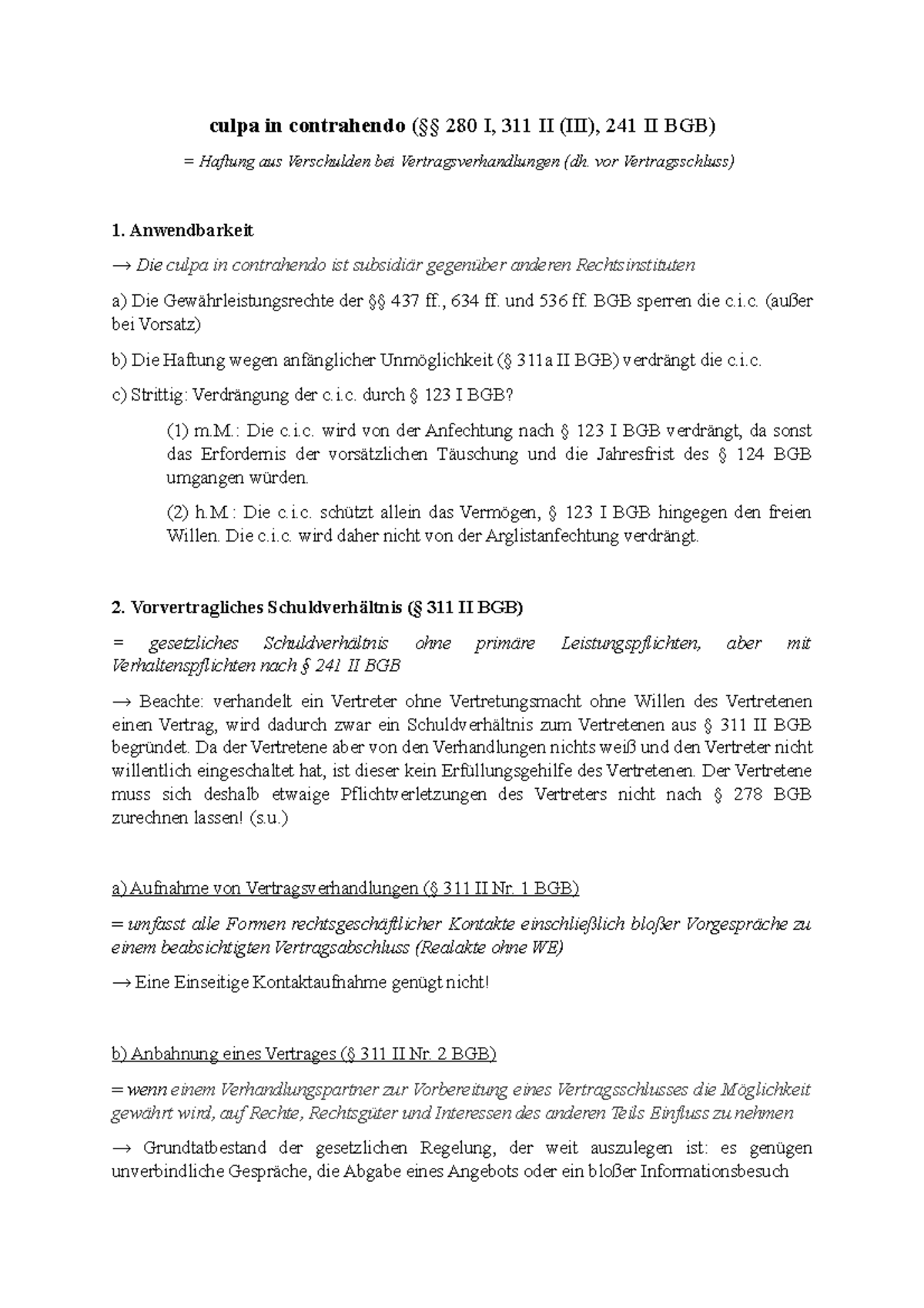 Culpa In Contrahendo Beispiel Culpa in contrahendo - Prüfungsschema und Definitionen - culpa in