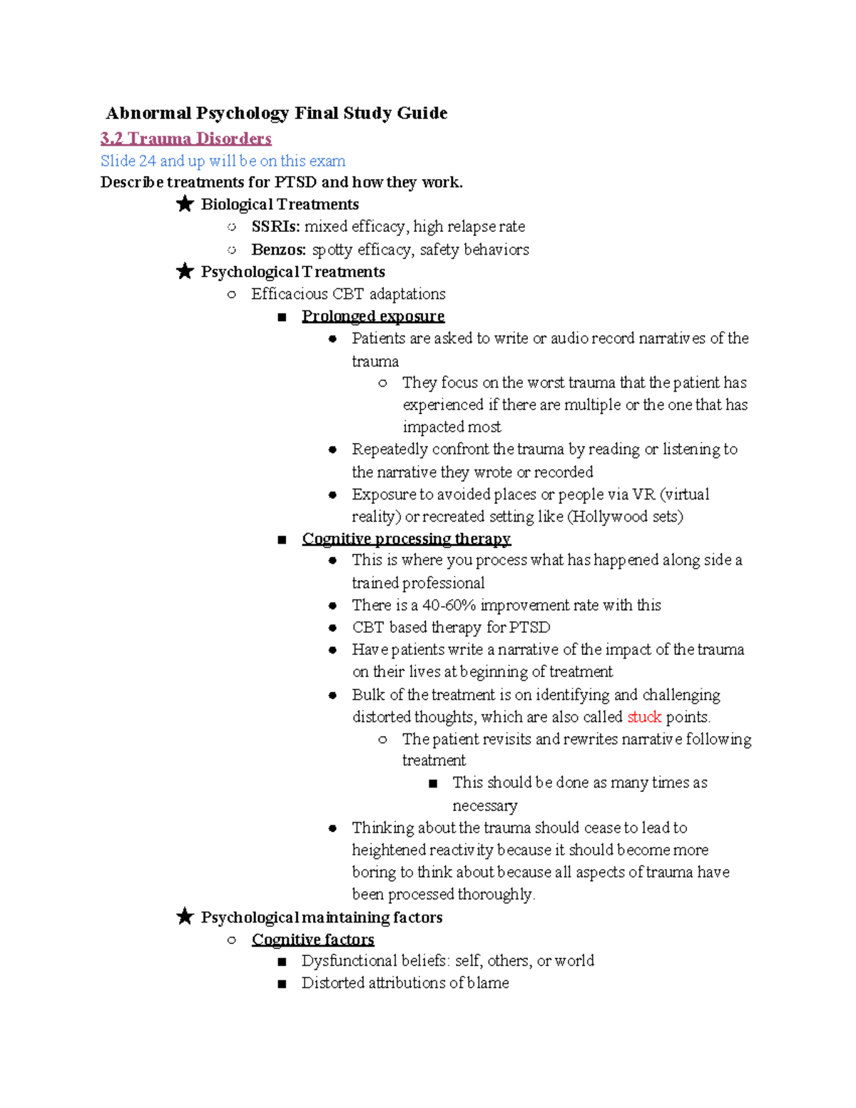 Abnormal Psychology Final Study Guide - ★ Biological Treatments SSRIs ...