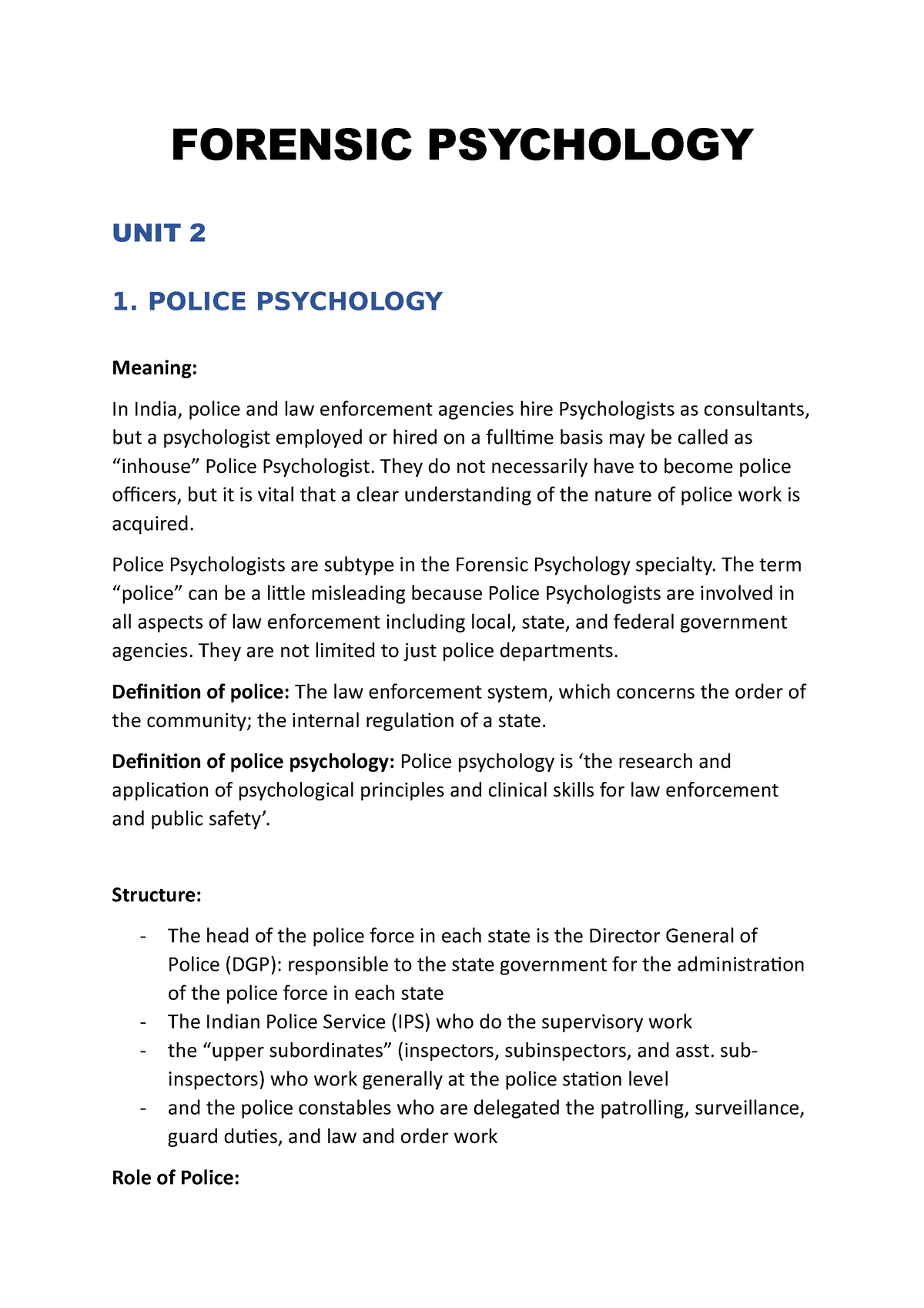 forensic psychology case study in india