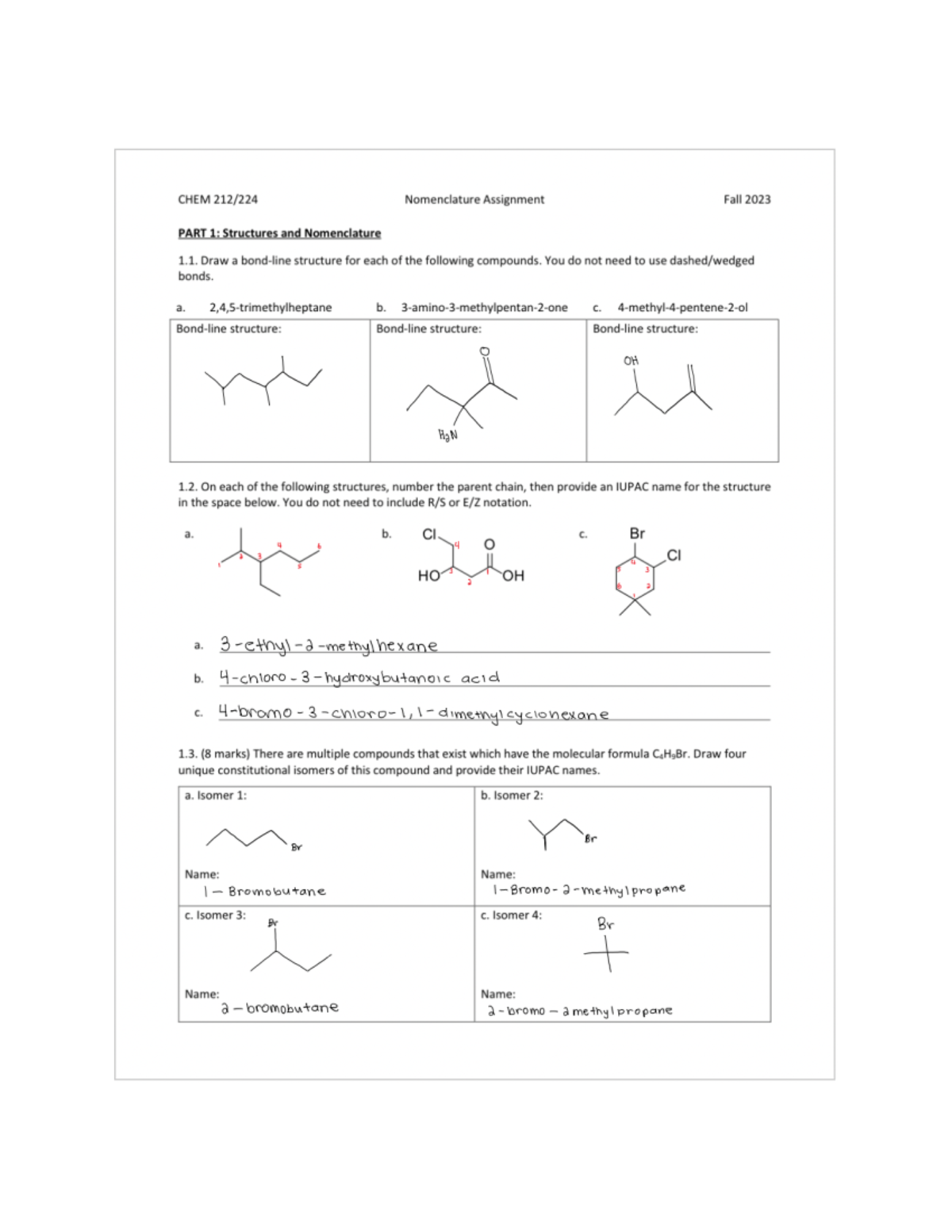 Part 1 Nomenclature - Chem 212 - Studocu