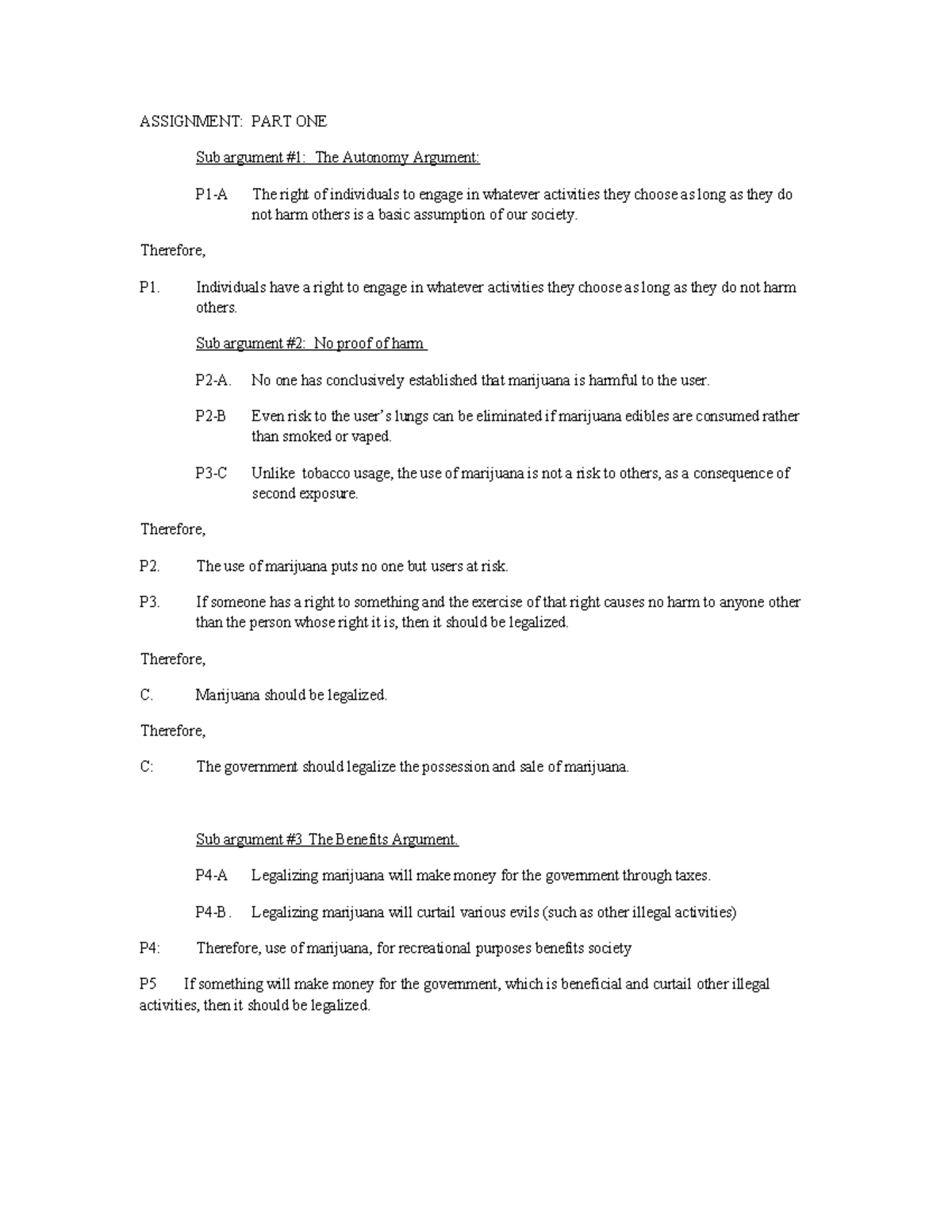 Example Assignment - short essay instructions - ASSIGNMENT: PART ONE ...