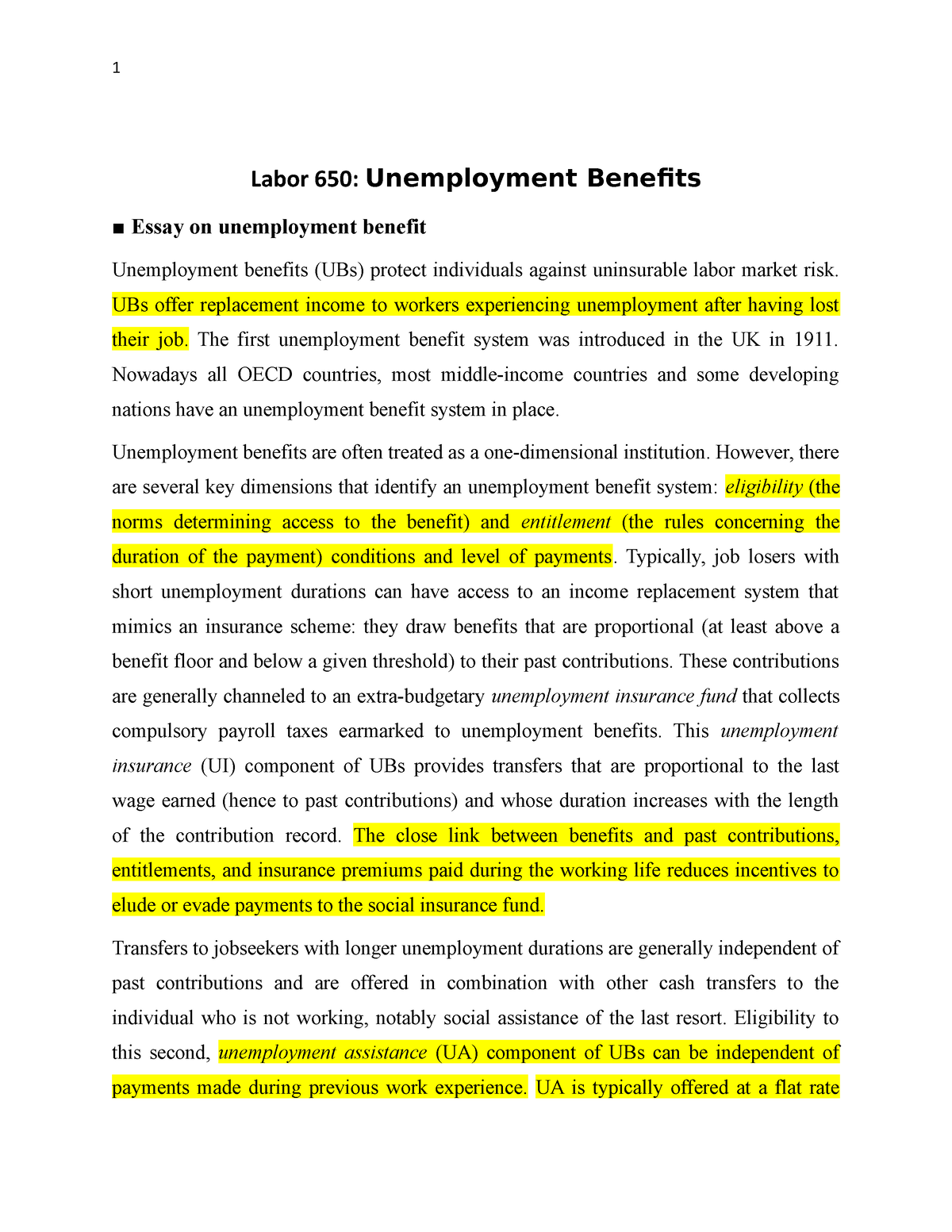 essay on unemployment pdf download