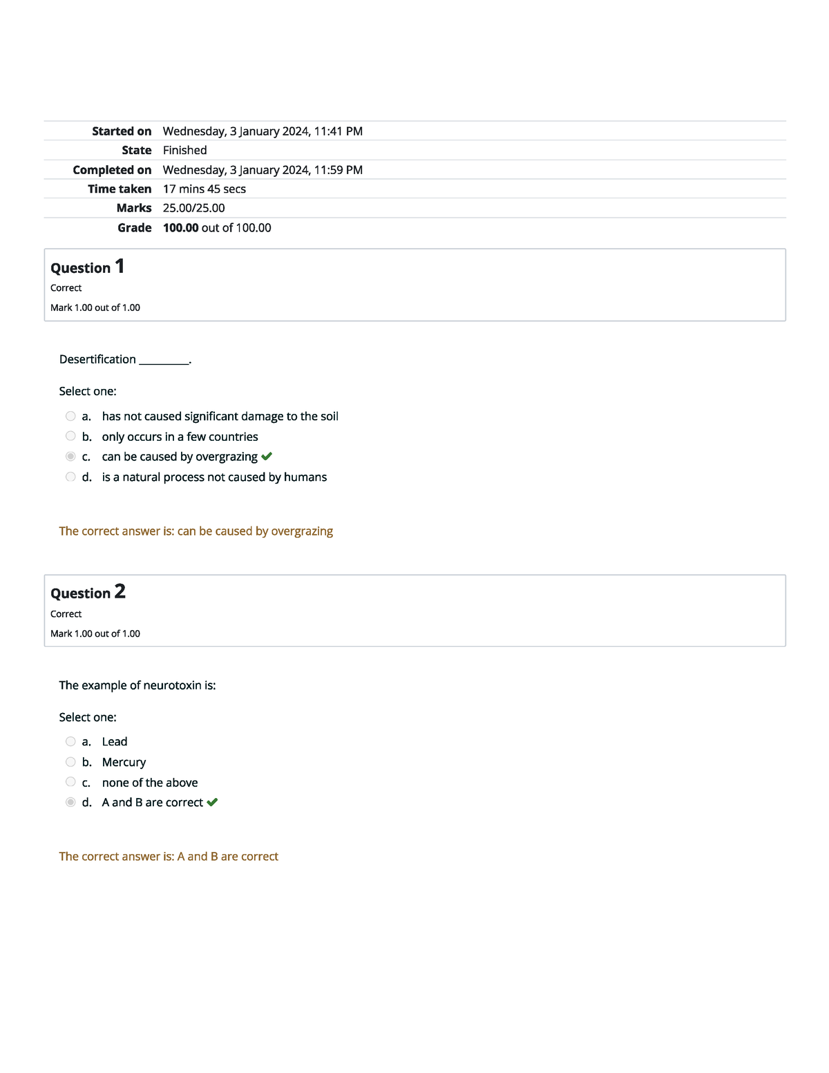 ENVS 1301 Unit 7 Graded Quiz - Enviromental Management - Studocu