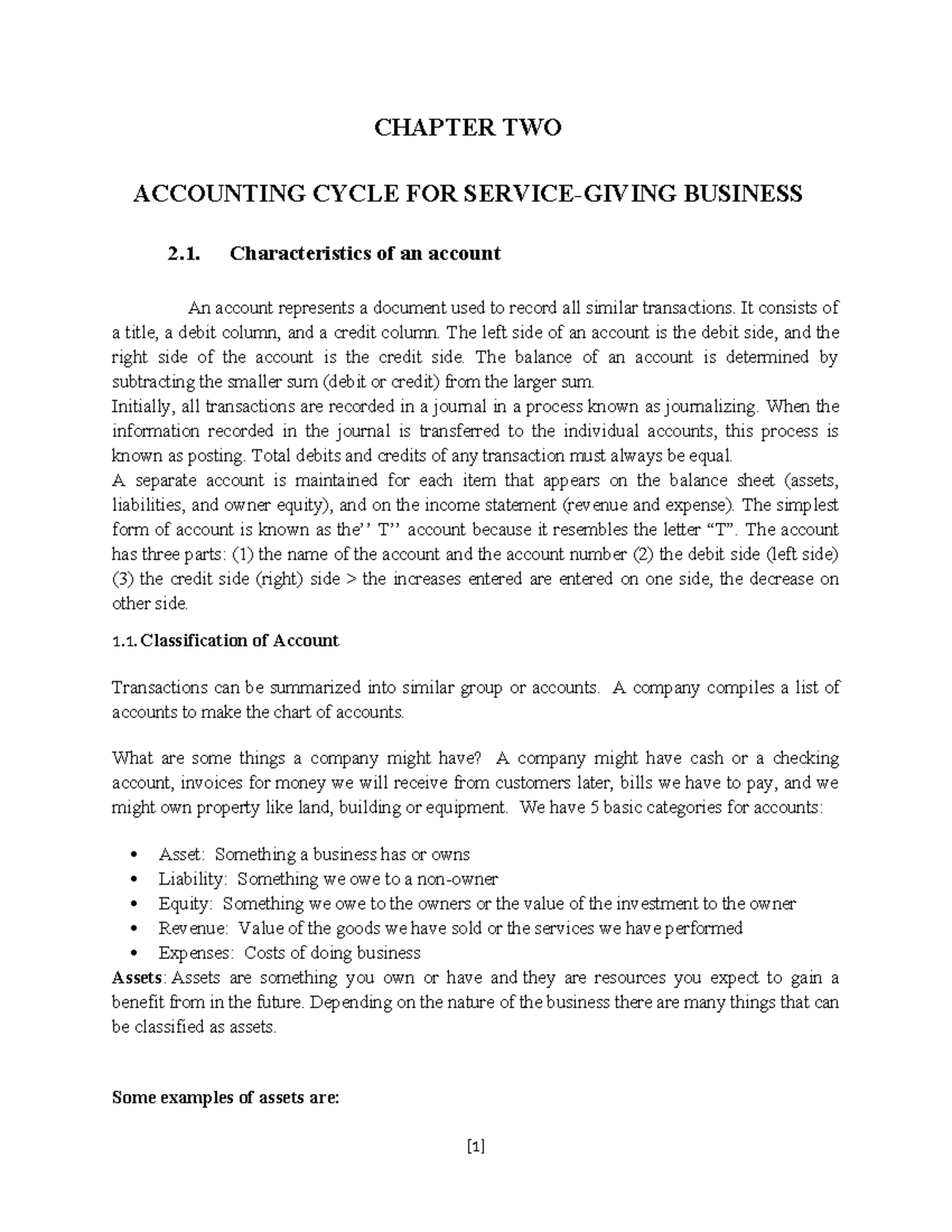 Chapter 2 - Fundamental Accounting I - CHAPTER TWO ACCOUNTING CYCLE FOR ...