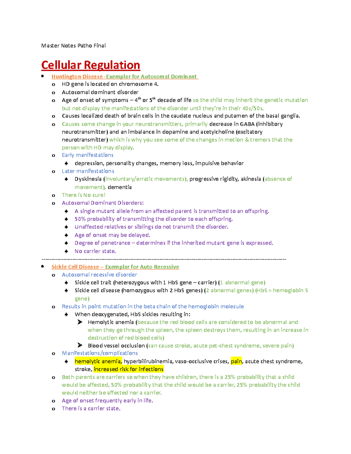 Final Study Guide For Patho 2 - Master Notes Patho Final Cellular ...