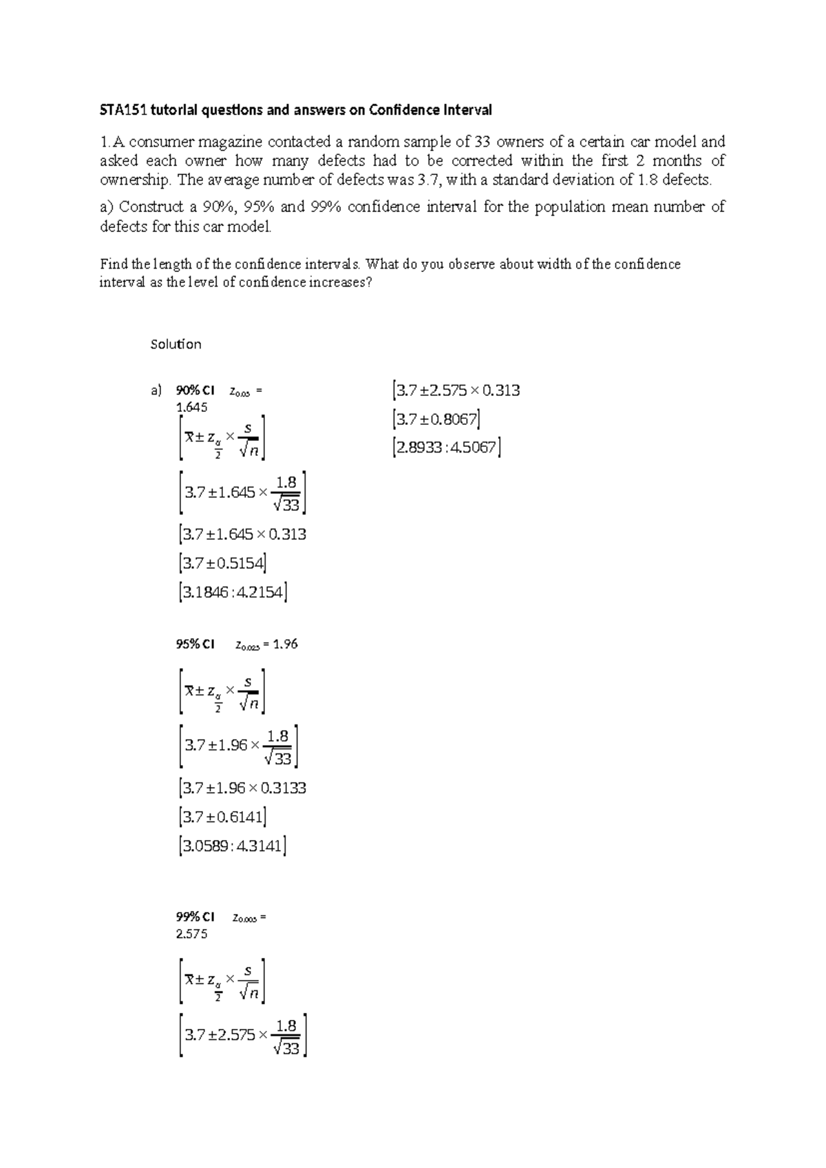 STA151 Practical questions and answers - STA151 tutorial questions and ...