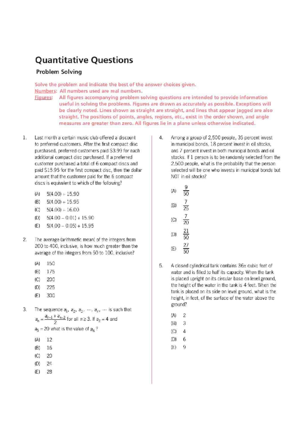 GMAT Quantitative Sample Paper 1 - Mobile Communication Engg. - KIIT ...