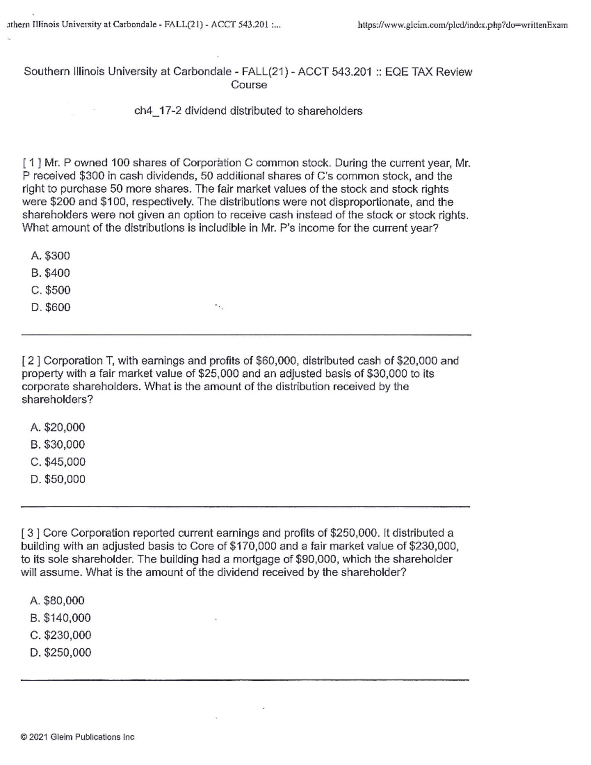 Ch14 17-2 Dividend Distributed To Shareholders - ACCT 541 - Studocu