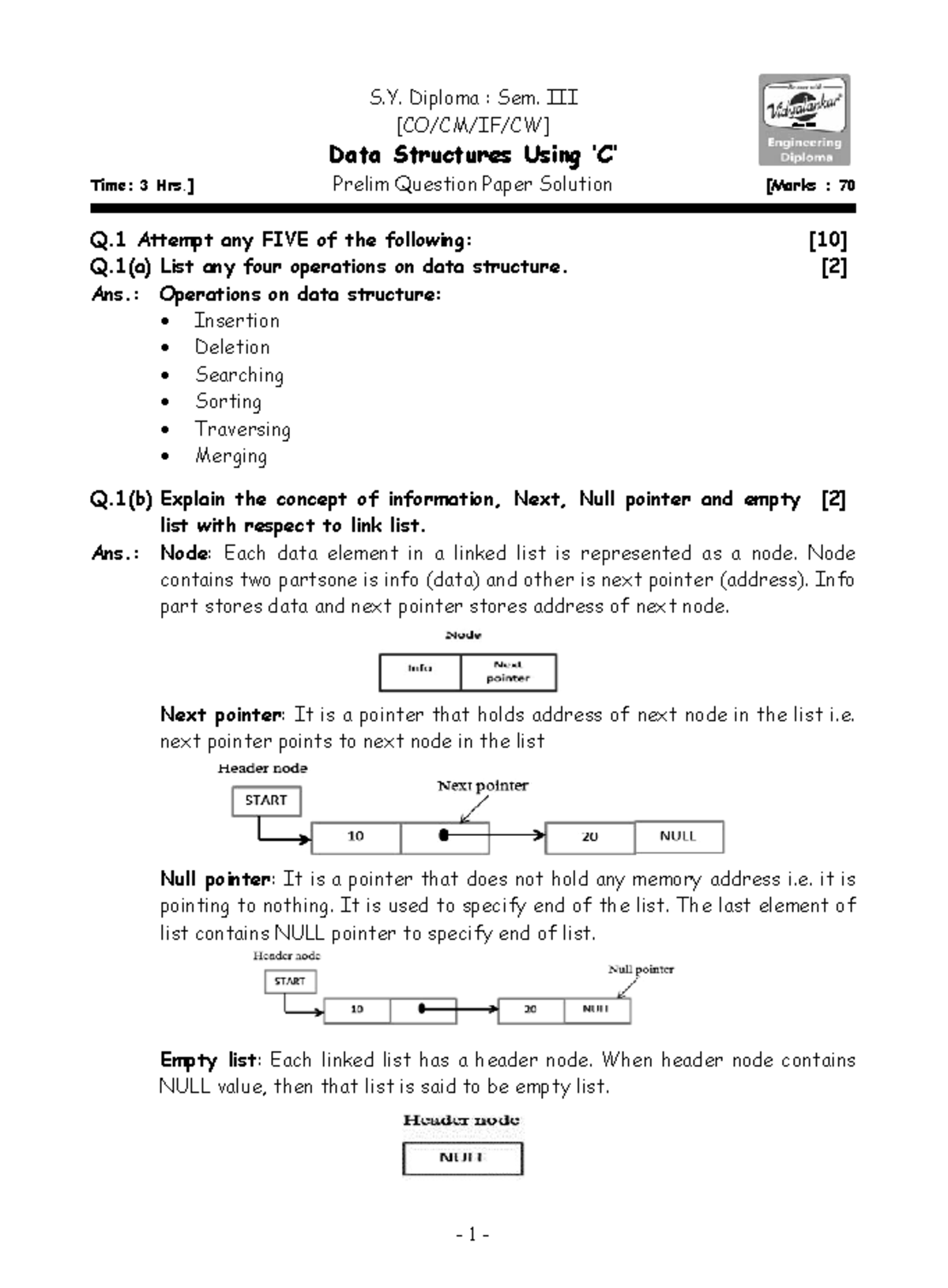 DS Soln - Solution to model question paper - S. Diploma : Sem. III [CO ...