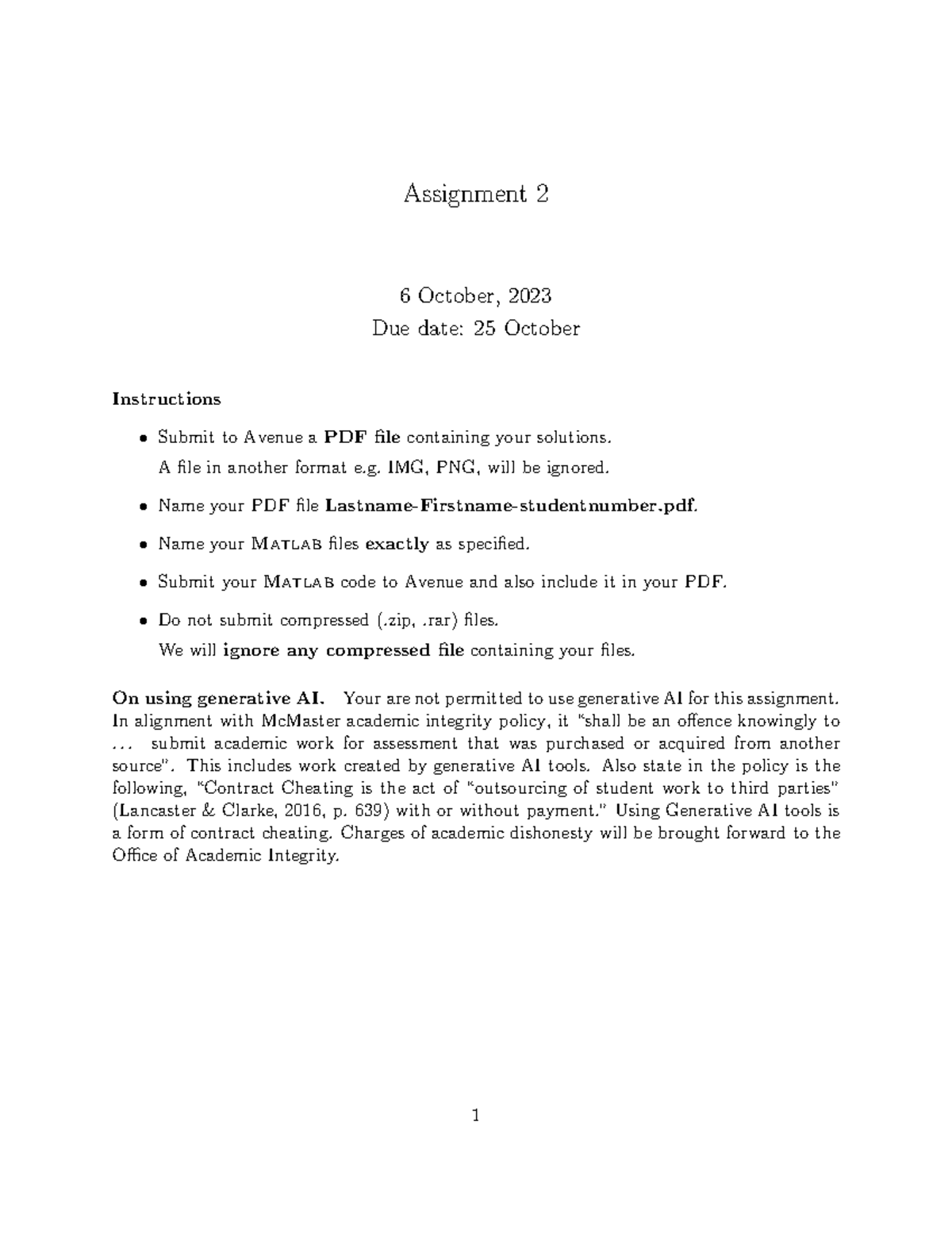 A2-2023 - Assignment 2 - Assignment 2 6 October, 2023 Due Date: 25 ...