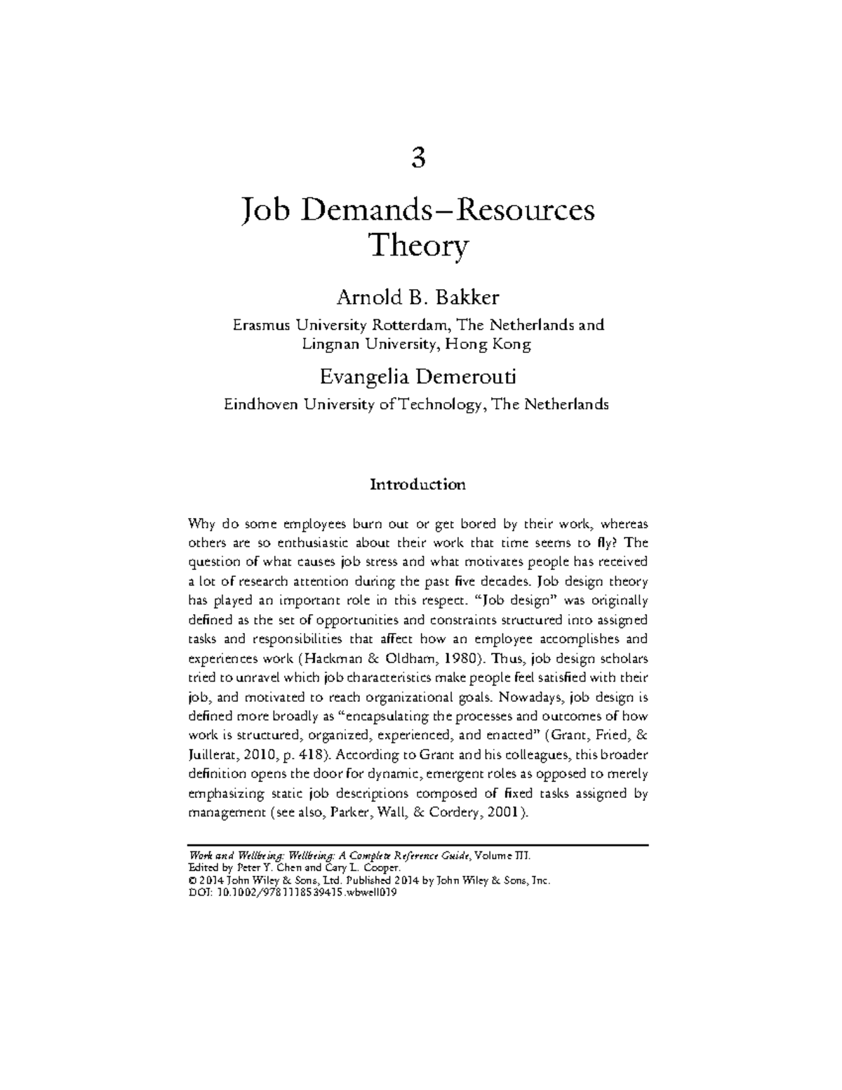 Job Demands Resources Theory 2014 Original - 3 Job Demands–Resources ...