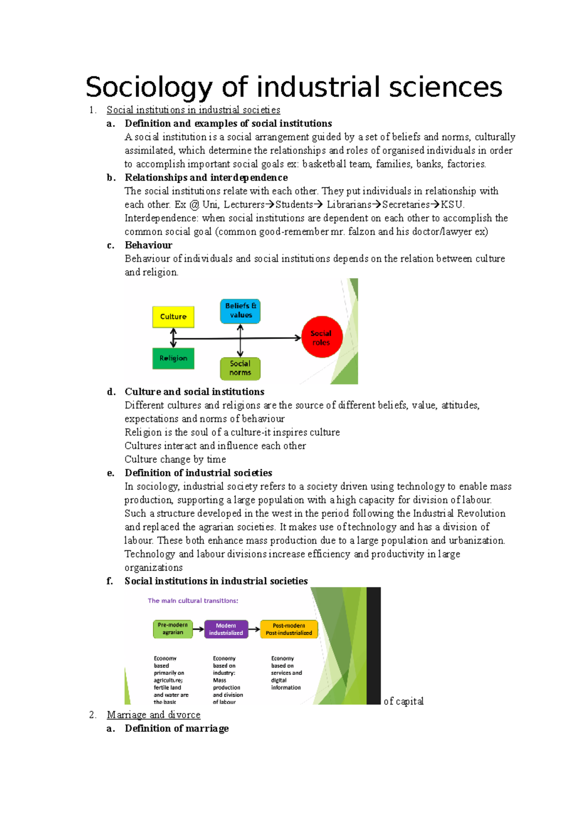 Sociology of Industrial Societies Sociology of industrial sciences Social institutions in